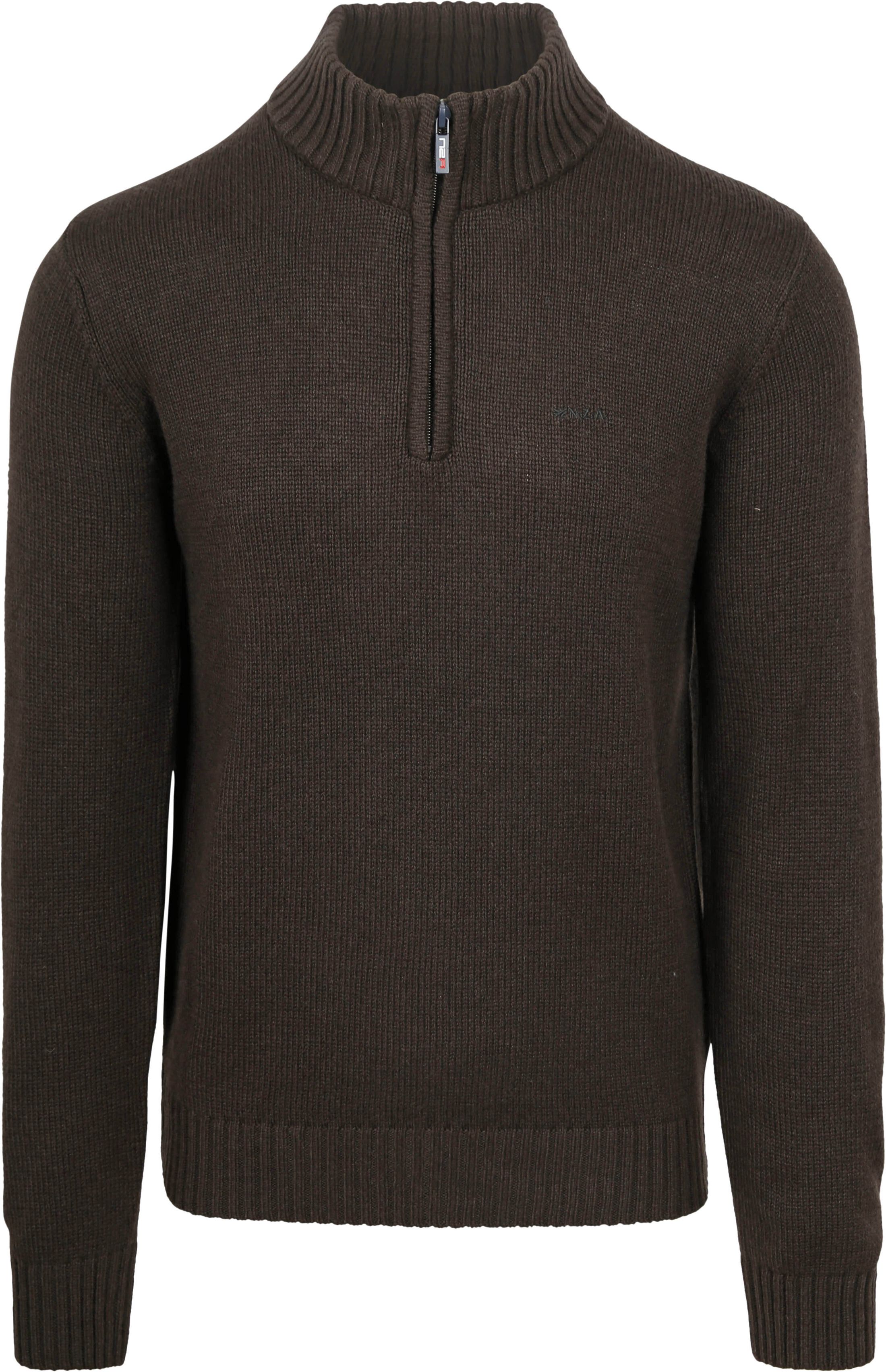 Køb NZA halv-zip trøje Adan i uldblanding, mørkebrun 24KN419-1179 | Suitable
