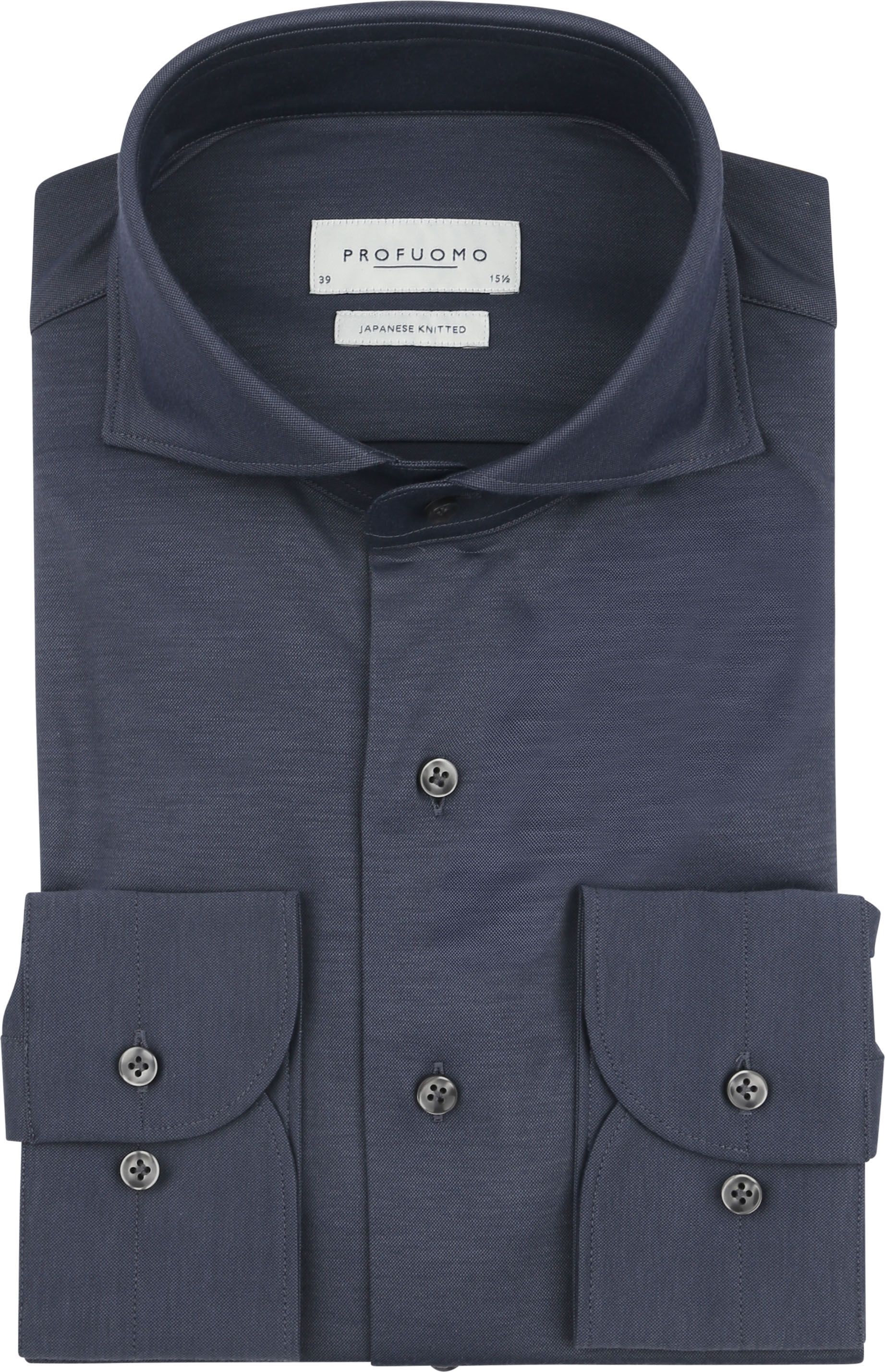 Profuomo Japansk Strikket Skjorte i Denimblå PPWH30026I-4