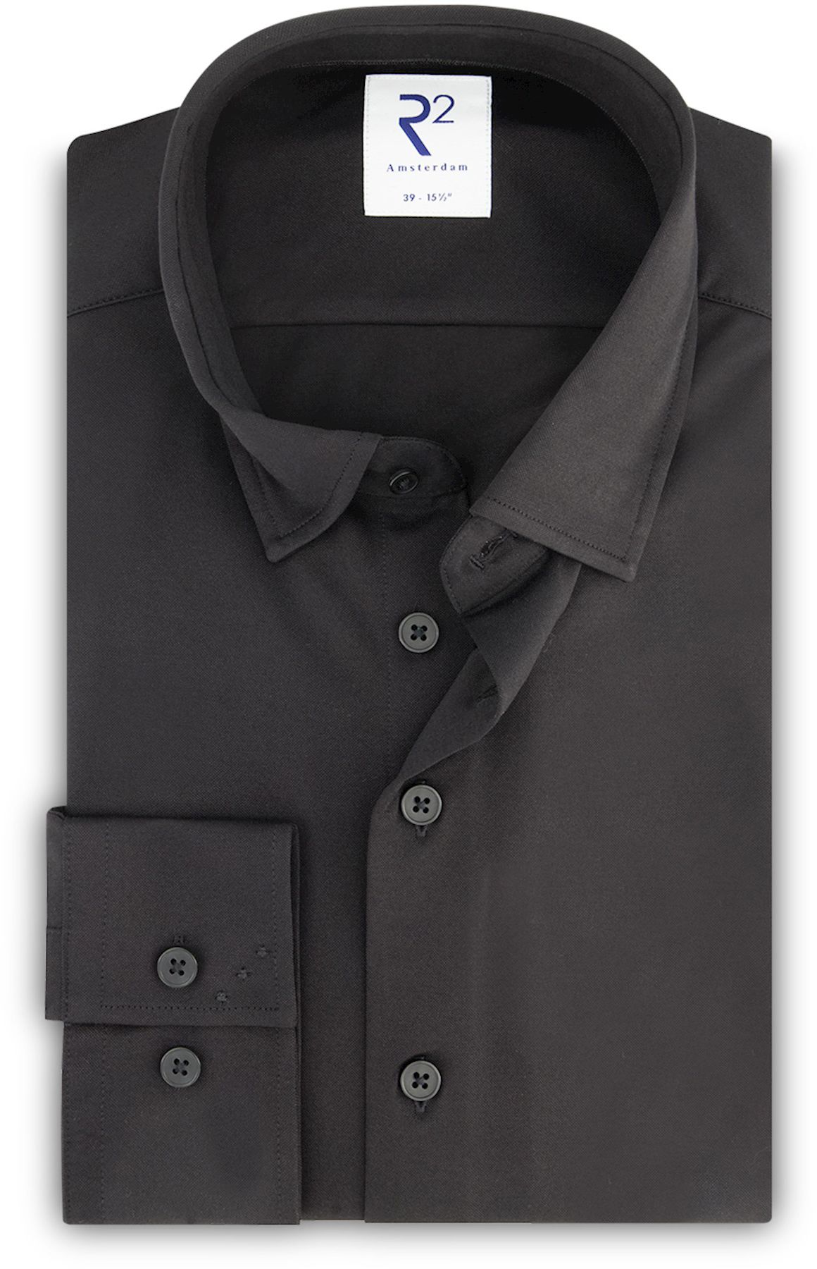 R2 Skjorte Strikket Piqué Sort NOS.KNIT.004/020-000020