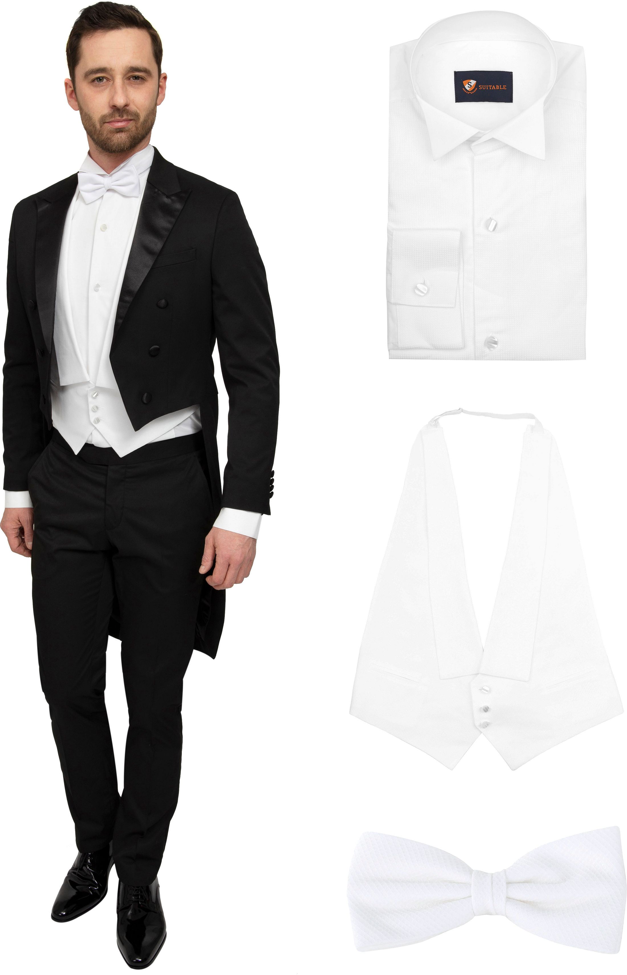 Costume de Soirée + Jupe Colis Chemise + Gilet + Nœud commander en ligne | Suitable