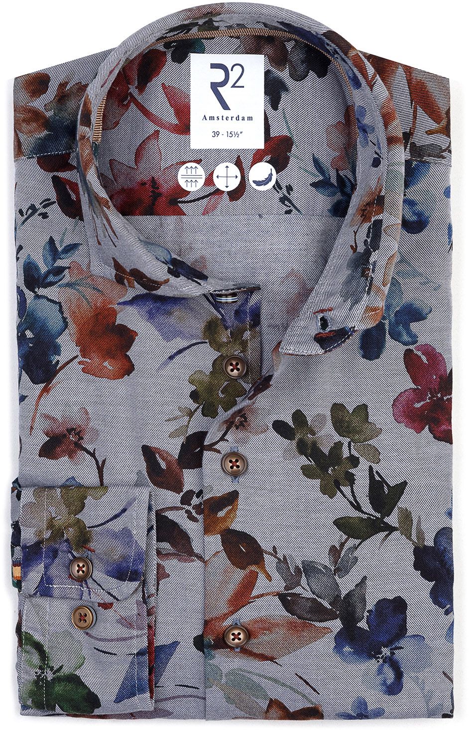 R2 Skjorte Flanell Blomstermønster Multifarge 130.WSP.102-073