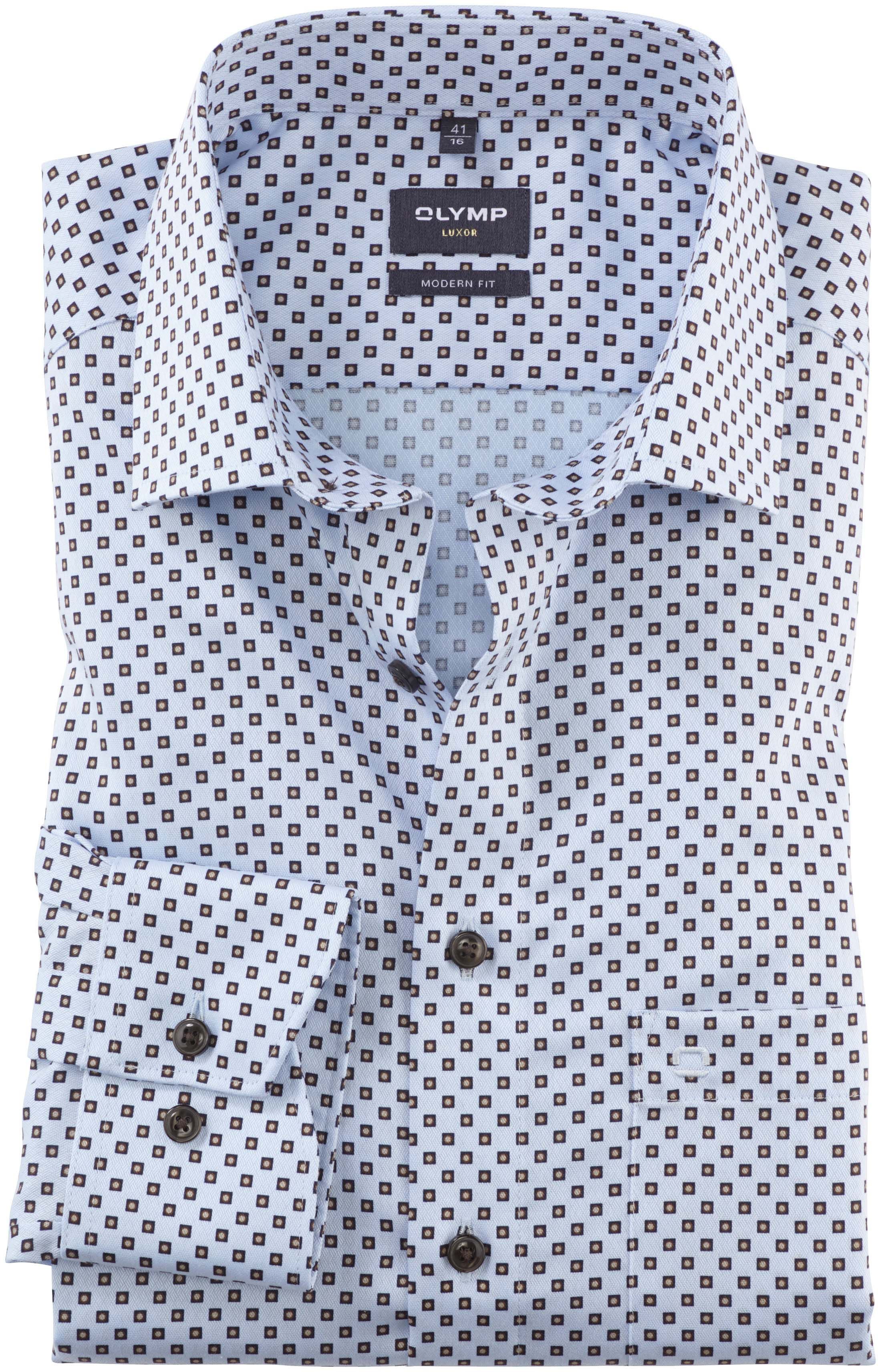 OLYMP Luxor Hemd Print Lichtblauw 130444-28 kopen | Suitable