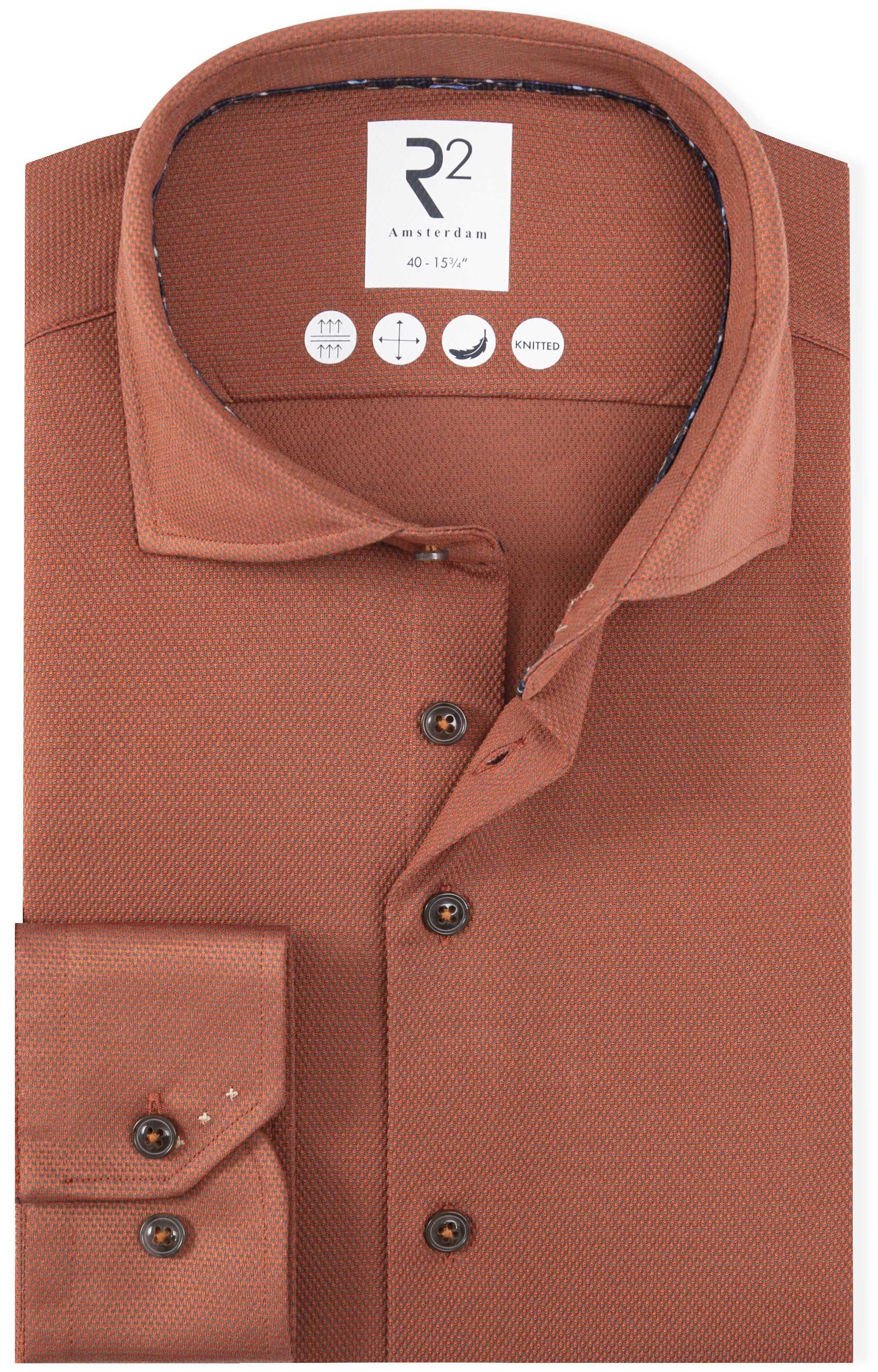 R2 Skjorta Dobby Poplin Brique 130.WSP.001-090