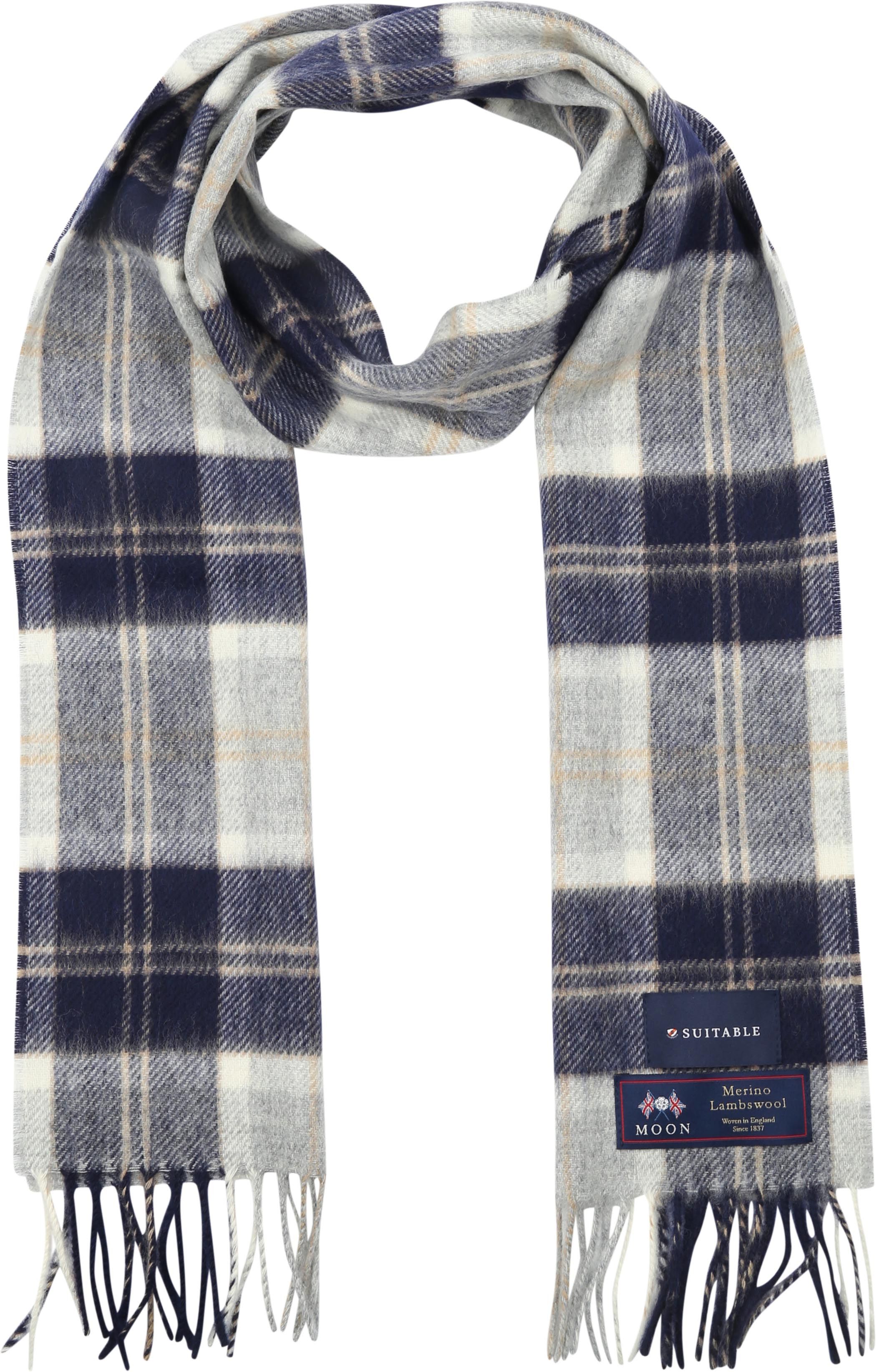 Suitable Schal Karo Merinowolle Blau Grau SCARV-STBL-AW24-08