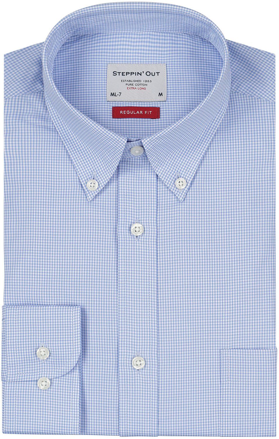 Steppin' Out Hemd Extra Lange Mouw Ruit Lichtblauw SM6007.0006-2001 kopen | Suitable