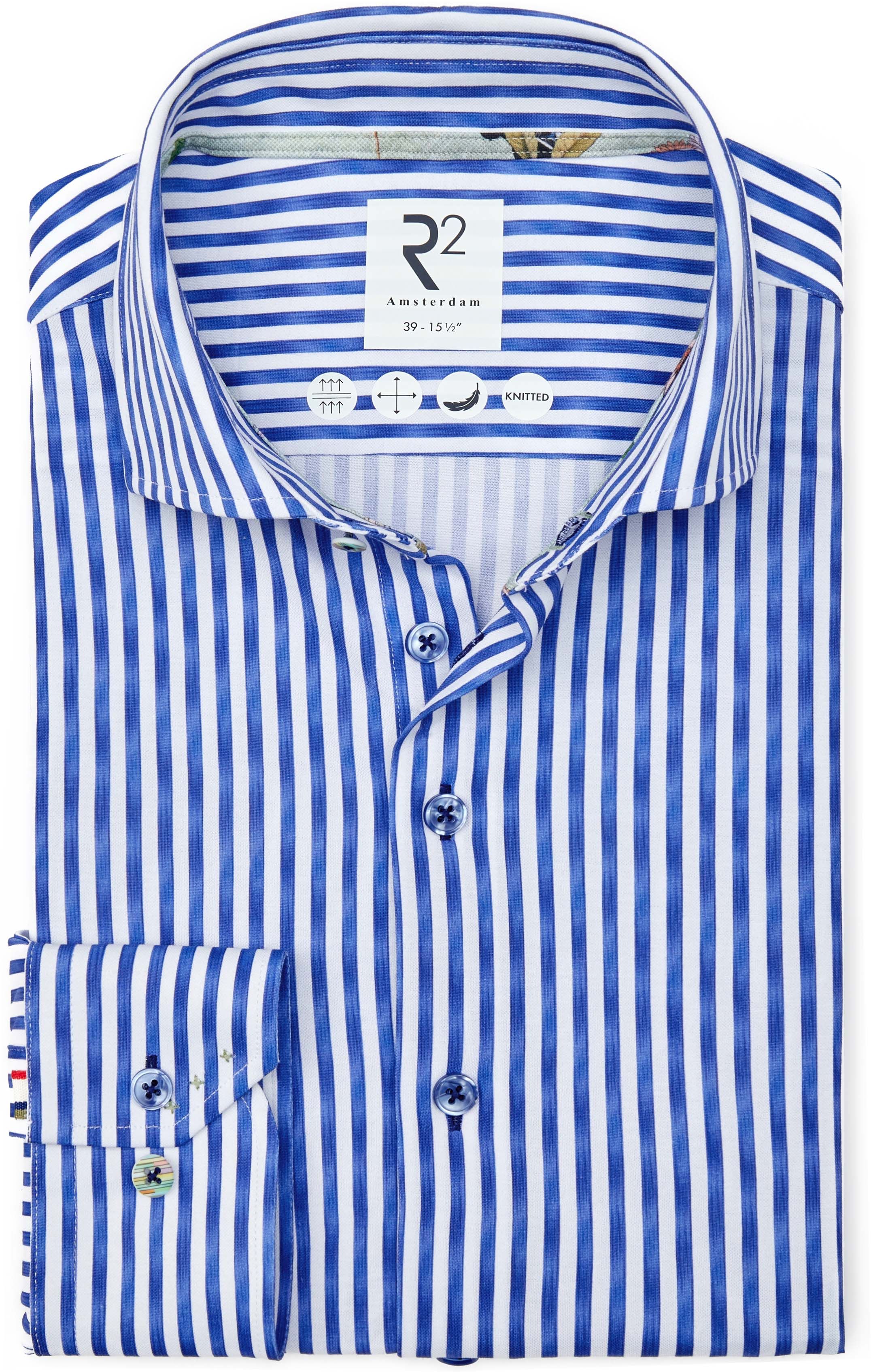 R2 Japanese Knitted Overhemd Streep Blauw 128.WSP.003-014 kopen | Suitable