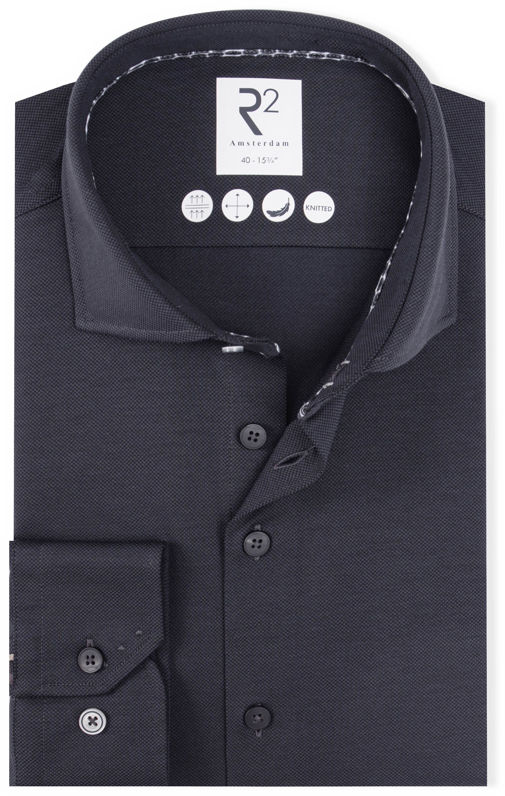 R2 Skjorta Dobby Knitted Antraciet 130.WSP.031-025