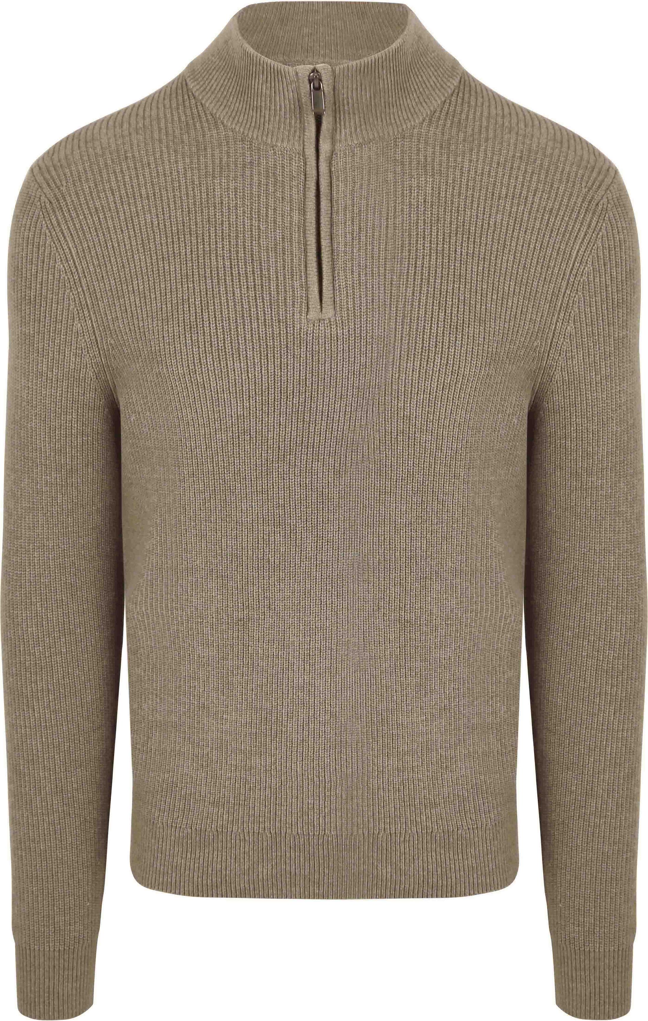 Suitable Half Zip Trui Wol Blend Taupe PU-COWO-HZ-24 36714 Taupe kopen | Suitable