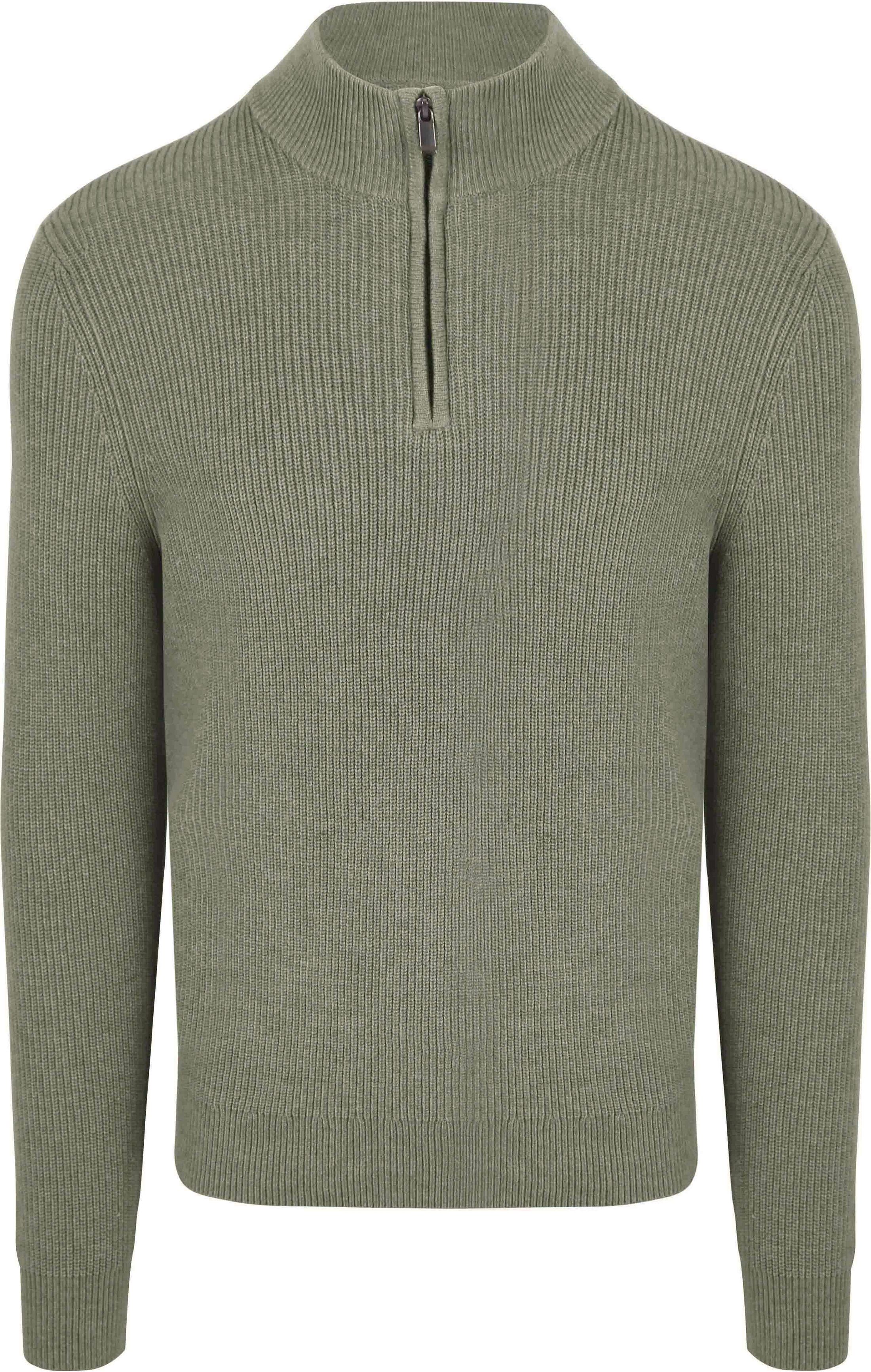 Suitable Halvveis Glidelås Genser i Ullblanding Grønn PU-COWO-HZ-24 36716 Green