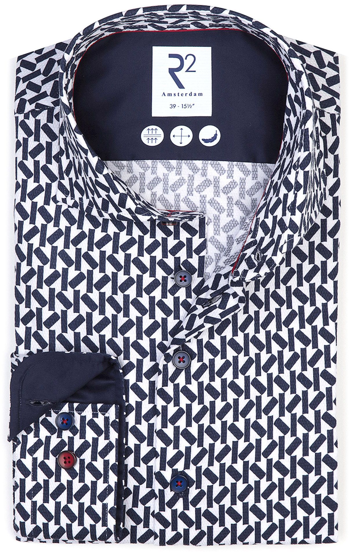 R2 Hemd Print Navy 122.WSP.047-010 kopen | Suitable