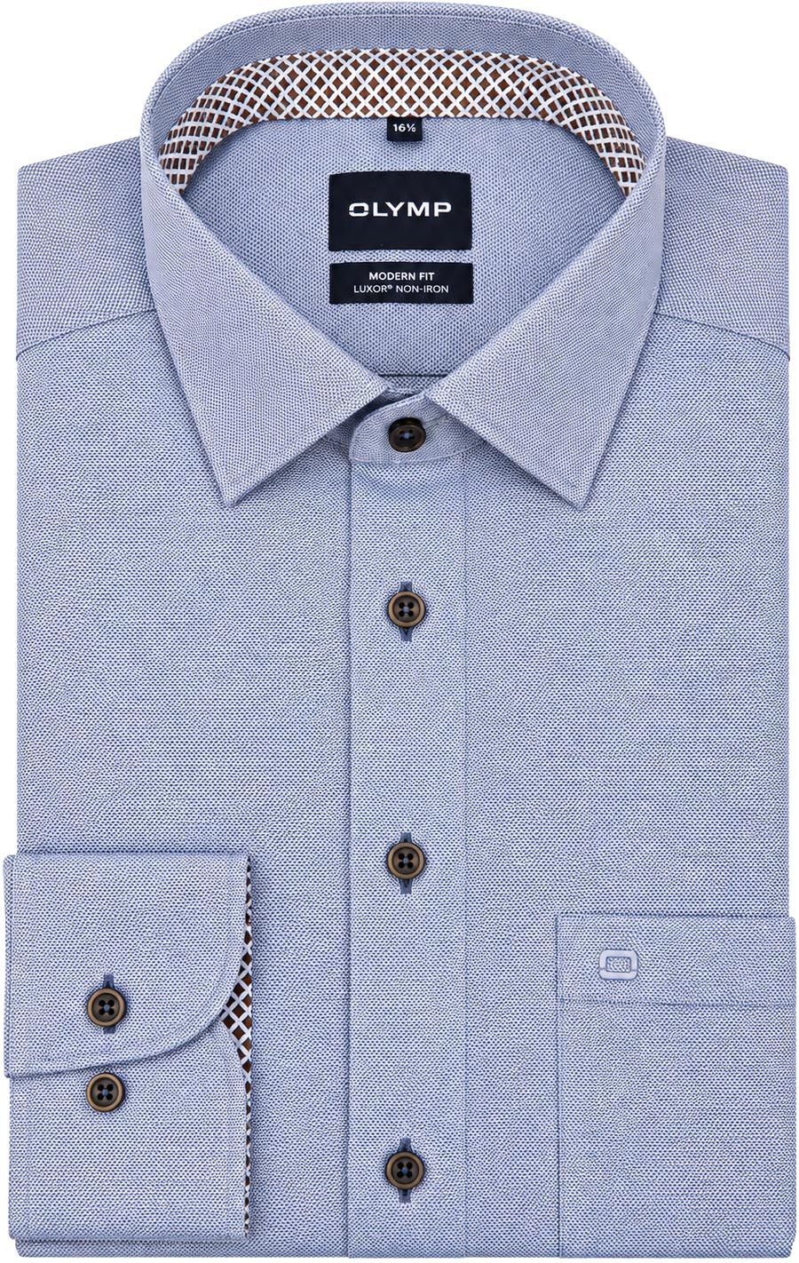 Olymp Luxor Overhemd Structure Blauw 126224-18 kopen | Suitable