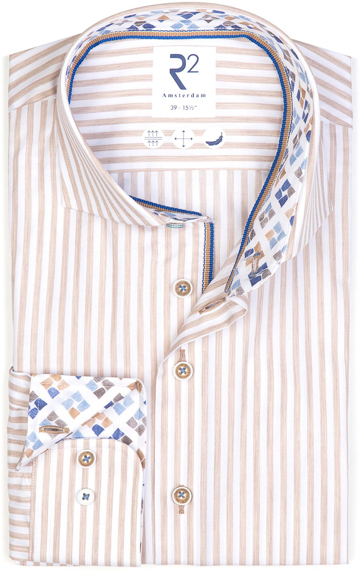 R2 Skjorte Stripe Beige 120.WSP.026-045