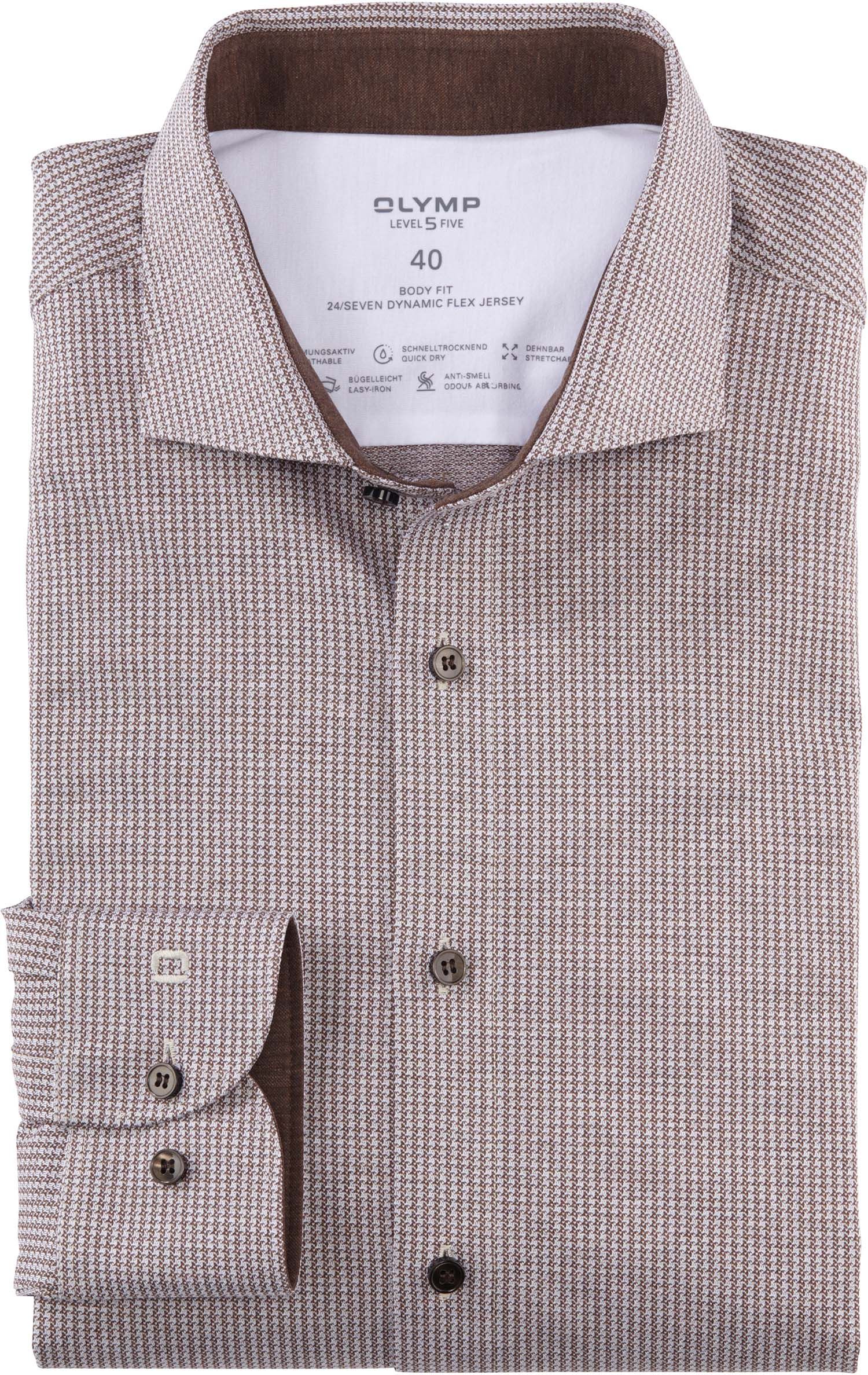 OLYMP Chemise Level 5 24/Seven Marron Pied de Poule 205444-28 commander en ligne | Suitable