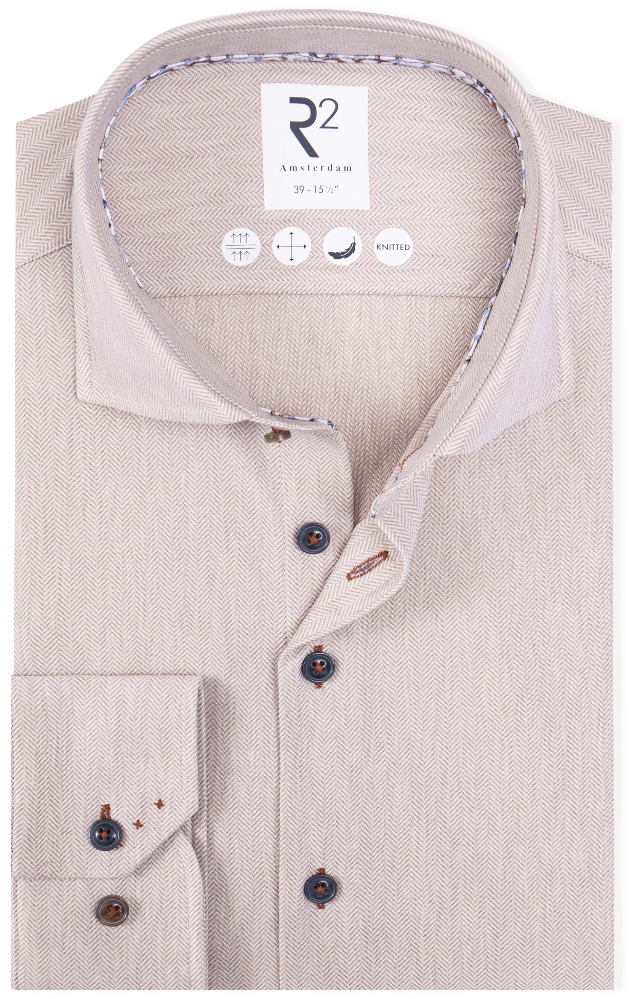 R2 Knitted Travel Shirt Herringbone Beige order online | 130.WSP.005-045 | Suitable Liechtenstein