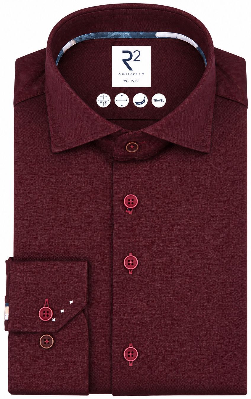 R2 Chemise Knitted Dobby Bordeaux 134.WSP.009-080 commander en ligne | Suitable