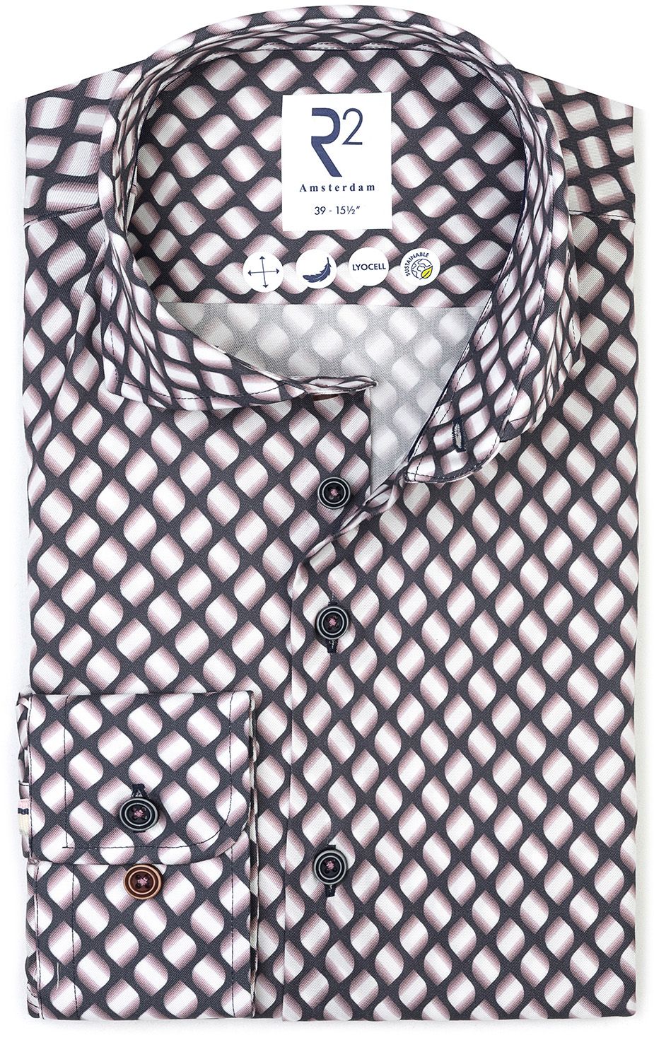 R2 Hemd Twill Leave Print Multicolour 130.WSP.078-087 kopen | Suitable