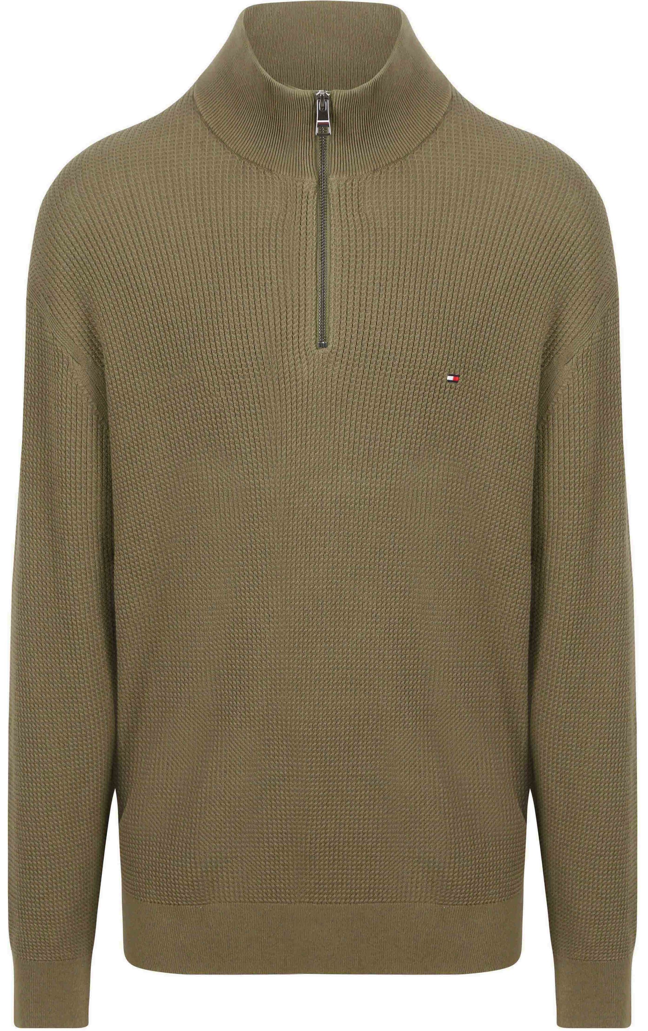 Tommy Hilfiger Big&Tall Half Zip Kabel Pullover Olijfgroen MW0MW37975-MSH kopen | Suitable