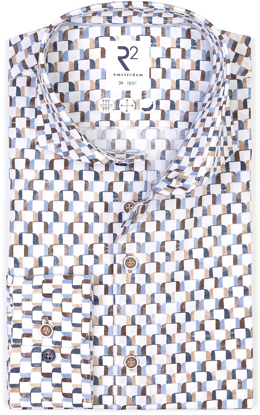 R2 Poplin Overhemd Extra Lange Mouwen Carseat-Print Multicolor 128.WSP.XLS.068-014 kopen | Suitable