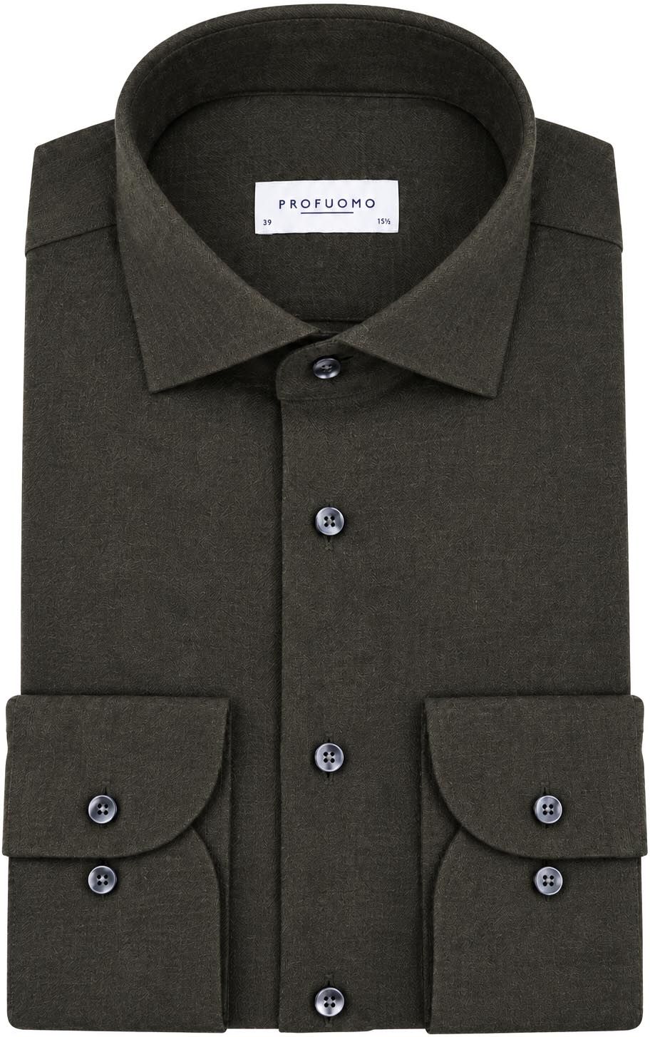 Profuomo Chemise Brushed Twill Vert foncé PPXH30009E-Z3 commander en ligne | Suitable