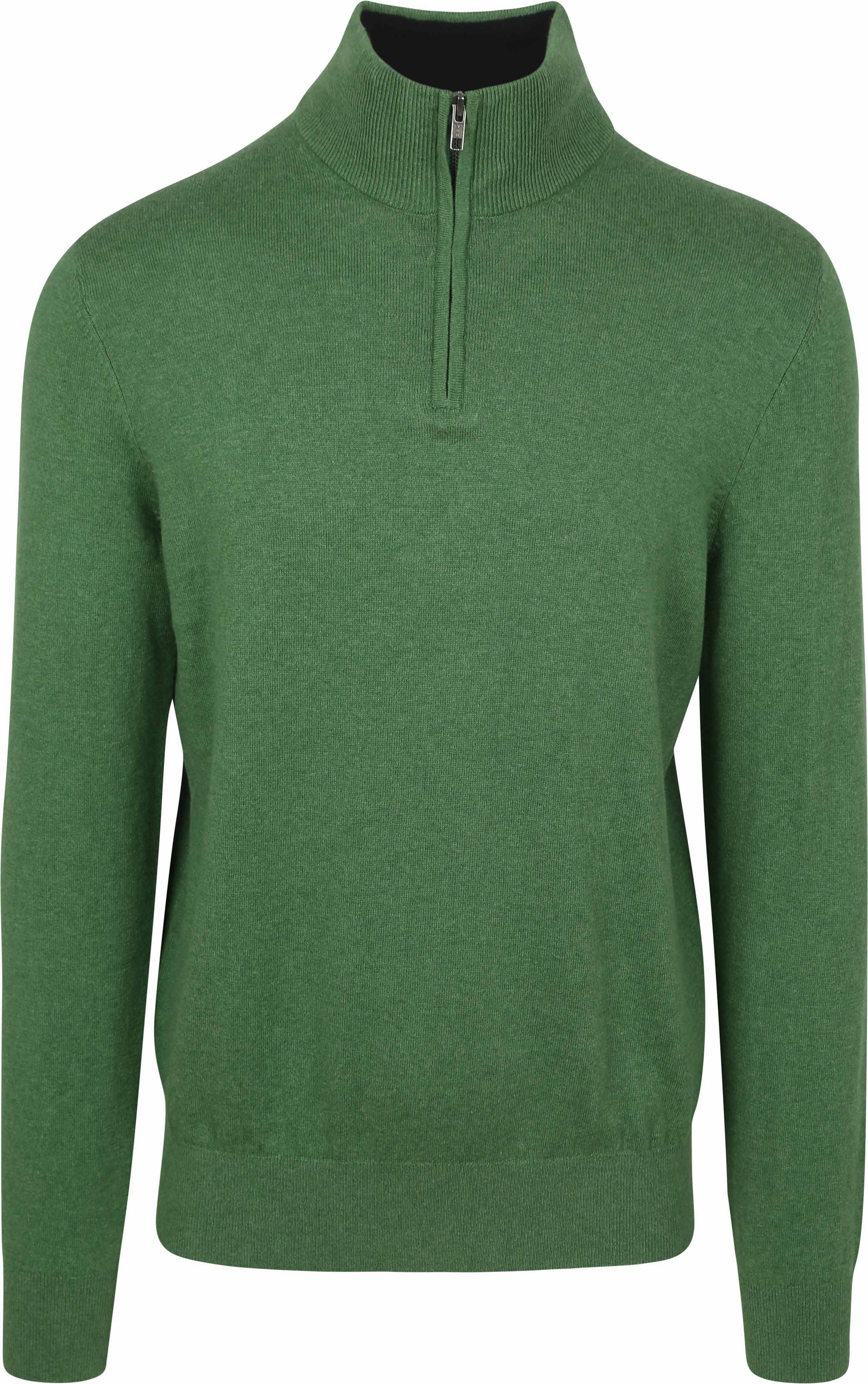 Steppin' Out Halv Lynlås Trøje i Bomuld og Kashmir Grøn PU-HZ-COCASH-STEPP-WOODLANDGREEN