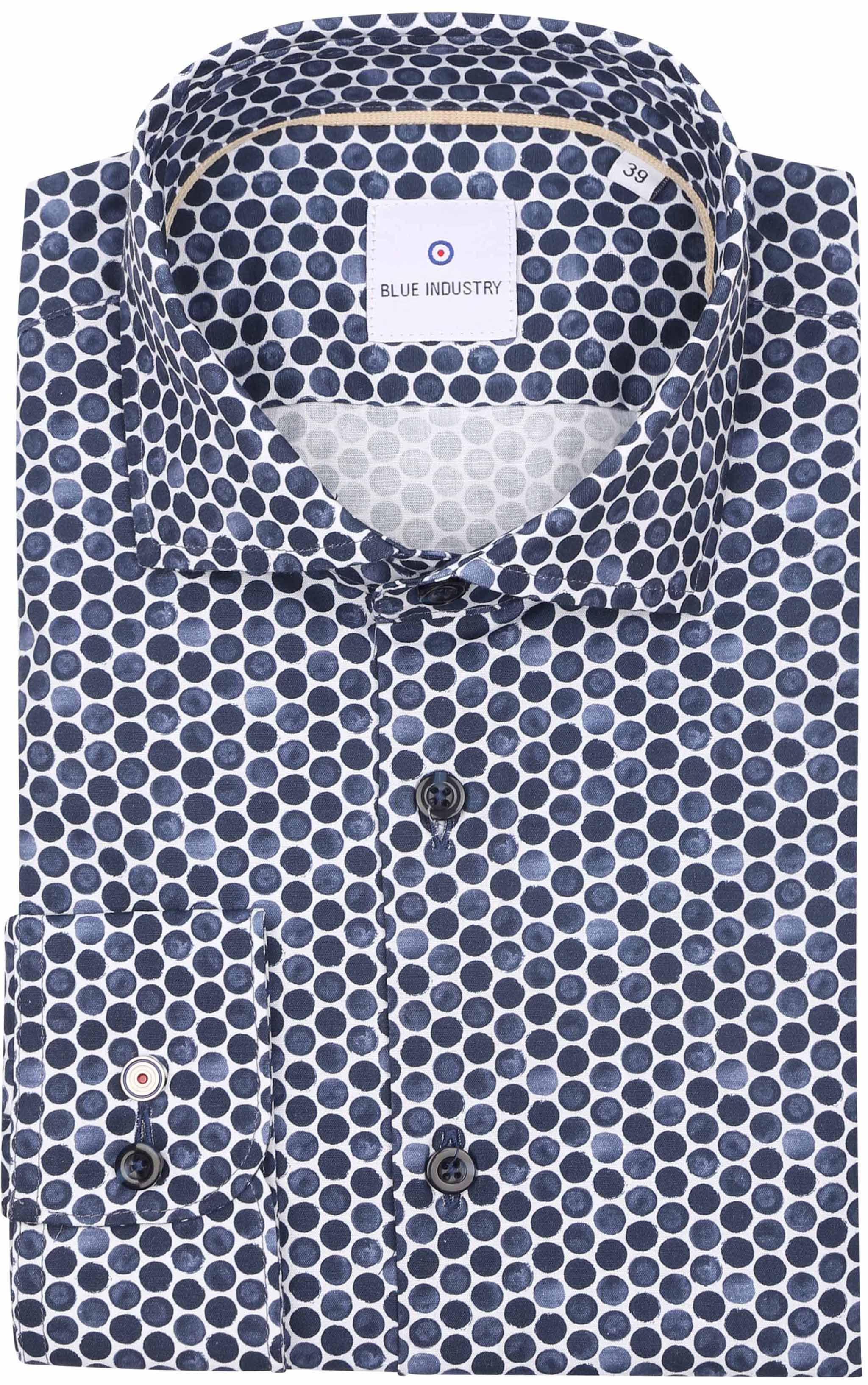 Blue Industry Skjorte med prikker Mørkeblå 3107.32-denim
