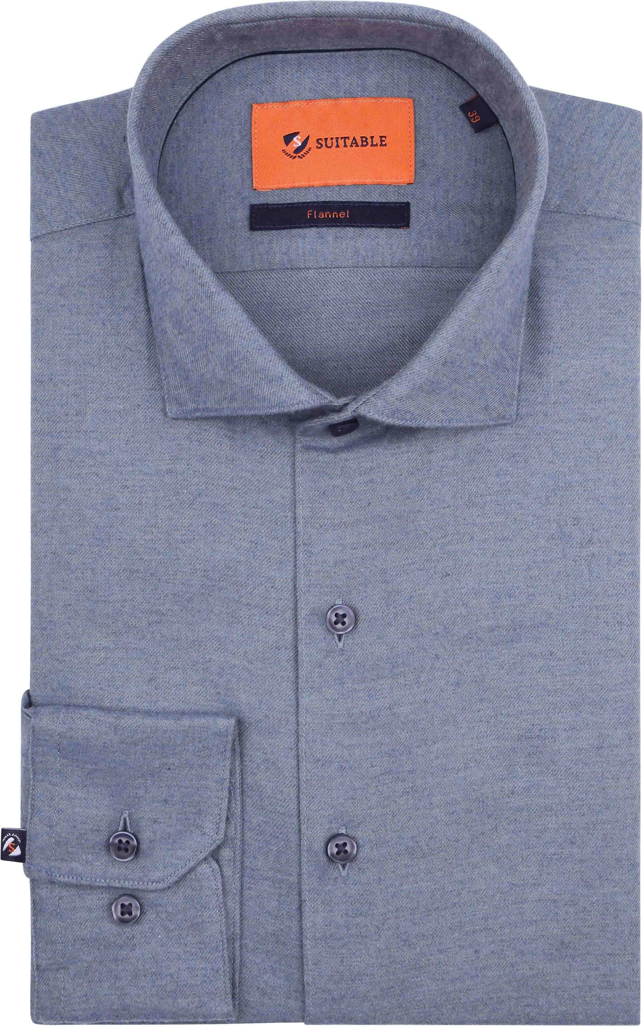 Køb Suitable fløjlsskjorte med spread-krave, blå SH-FLAN-PL-23-01 | Suitable