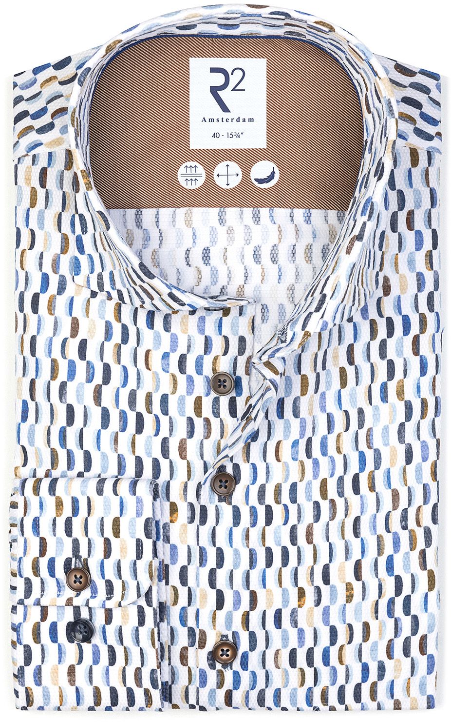 Køb R2 Skjorte med Sofa Print i Blå 126.WSP.043-004 | Suitable