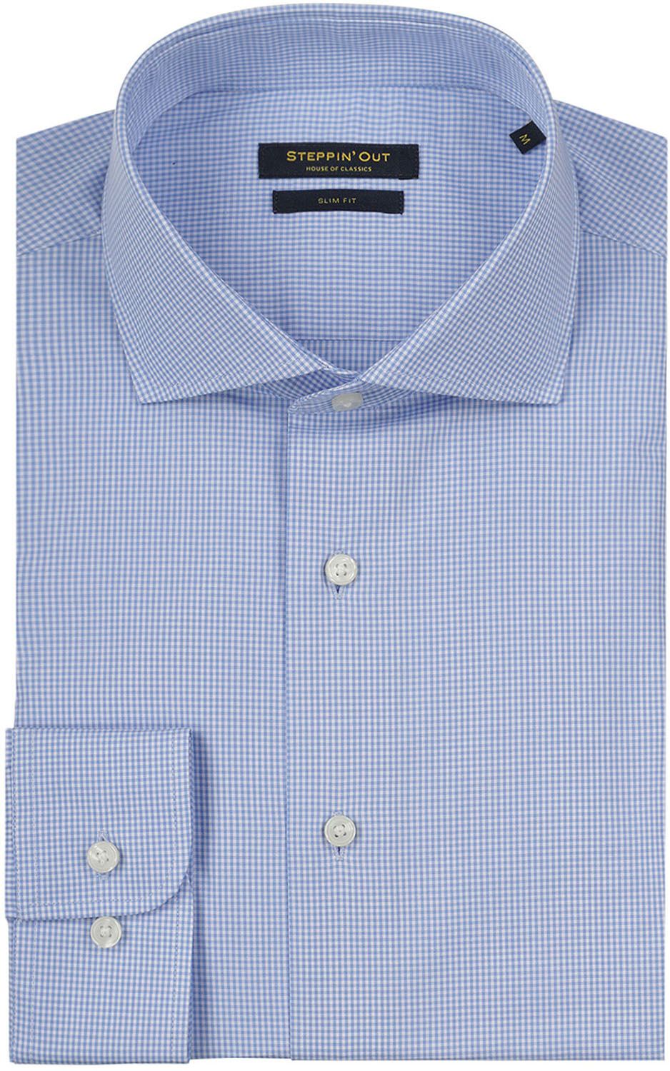 Steppin' Out Chemise Slim-Fit A Carreaux Bleu Clair SM6004.0003-2001 commander en ligne | Suitable