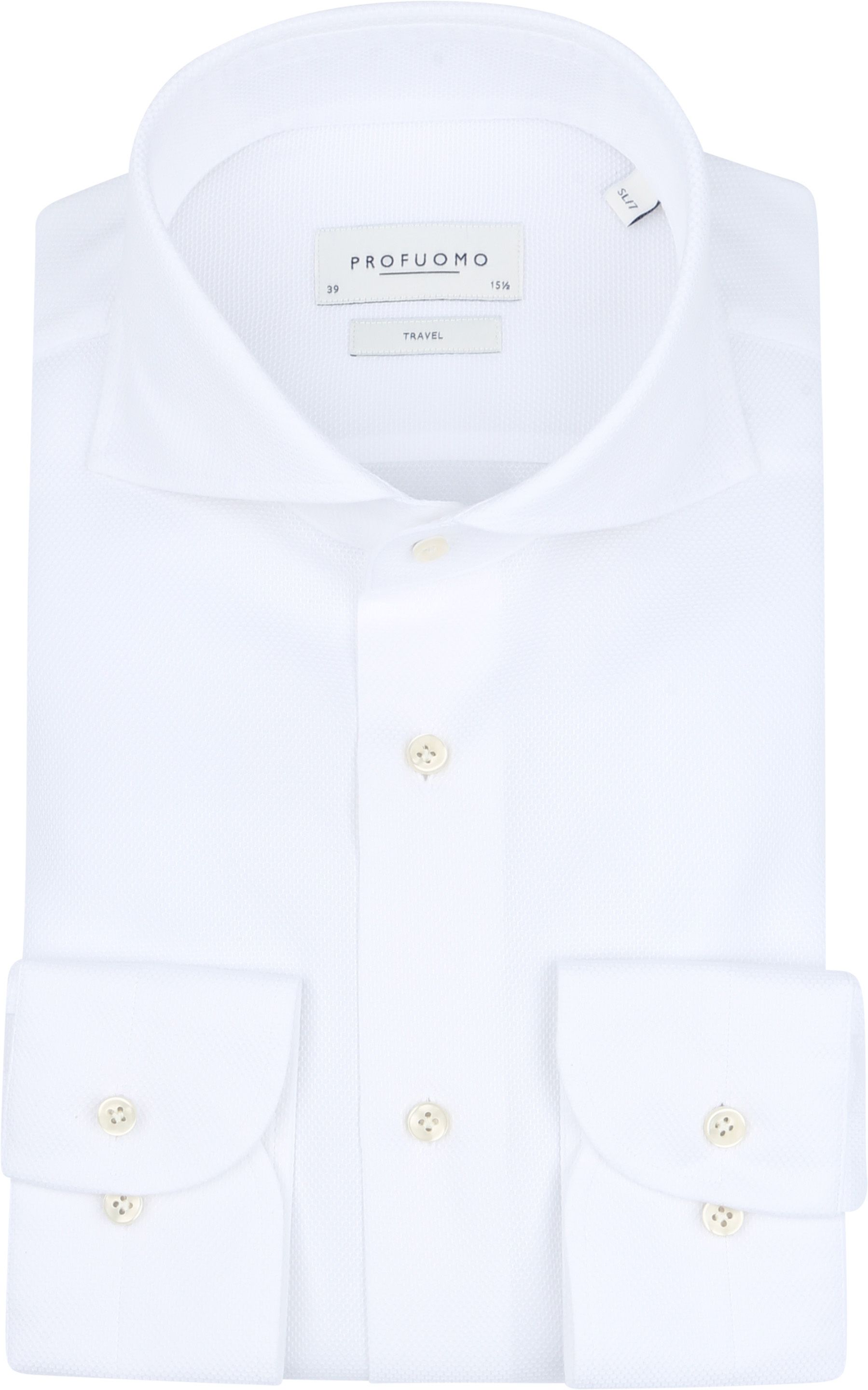Profuomo Skjorte Med Ekstra Lange Ærmer, Travel, Hvid PPWH10060A-2