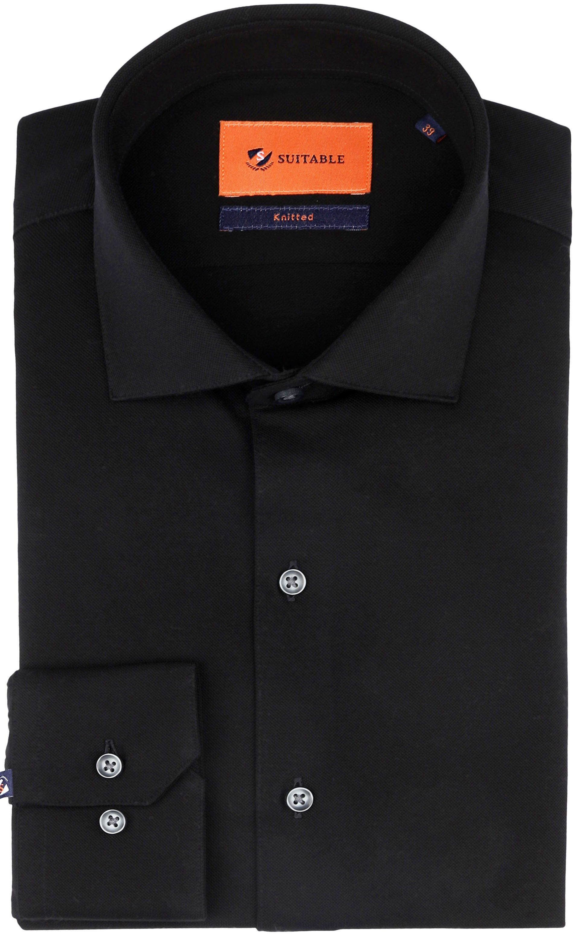 Suitable Koszula Czarny KN11-02 Pique Black 