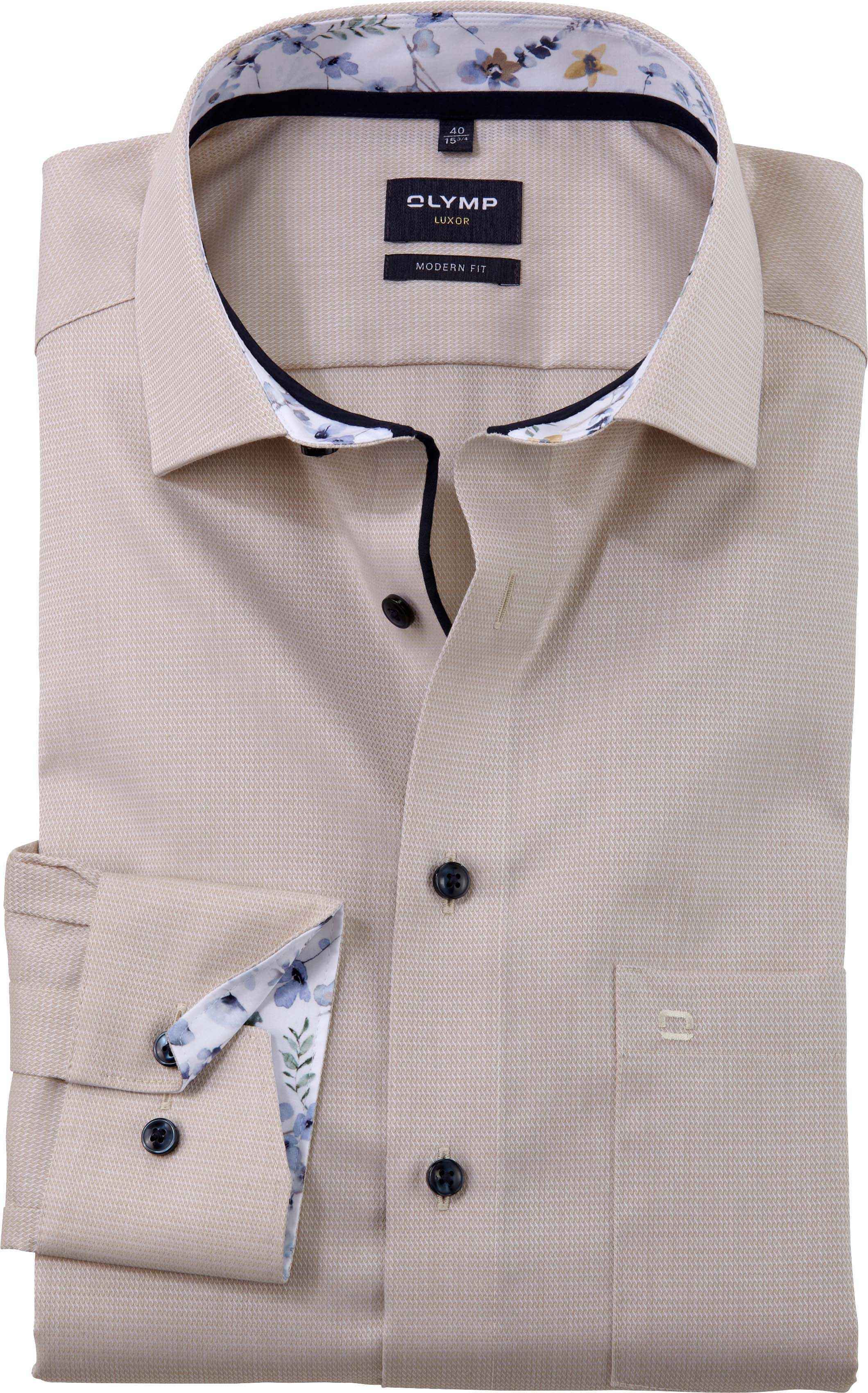 Olymp Luxor Skjorte Struktur Beige 120674-22