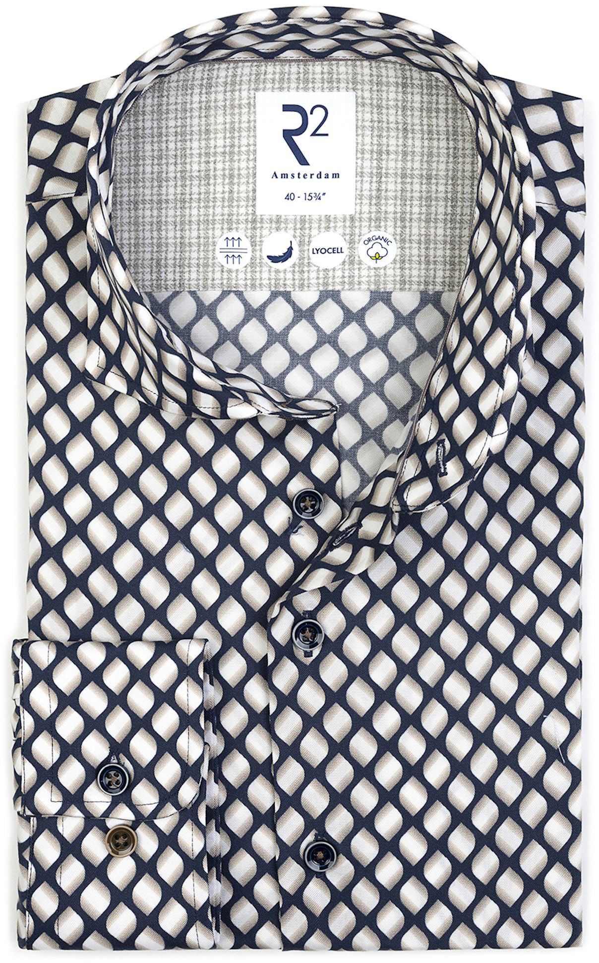 R2 Chemise Lyocell Impression Marine 126.WSP.062-010 commander en ligne | Suitable