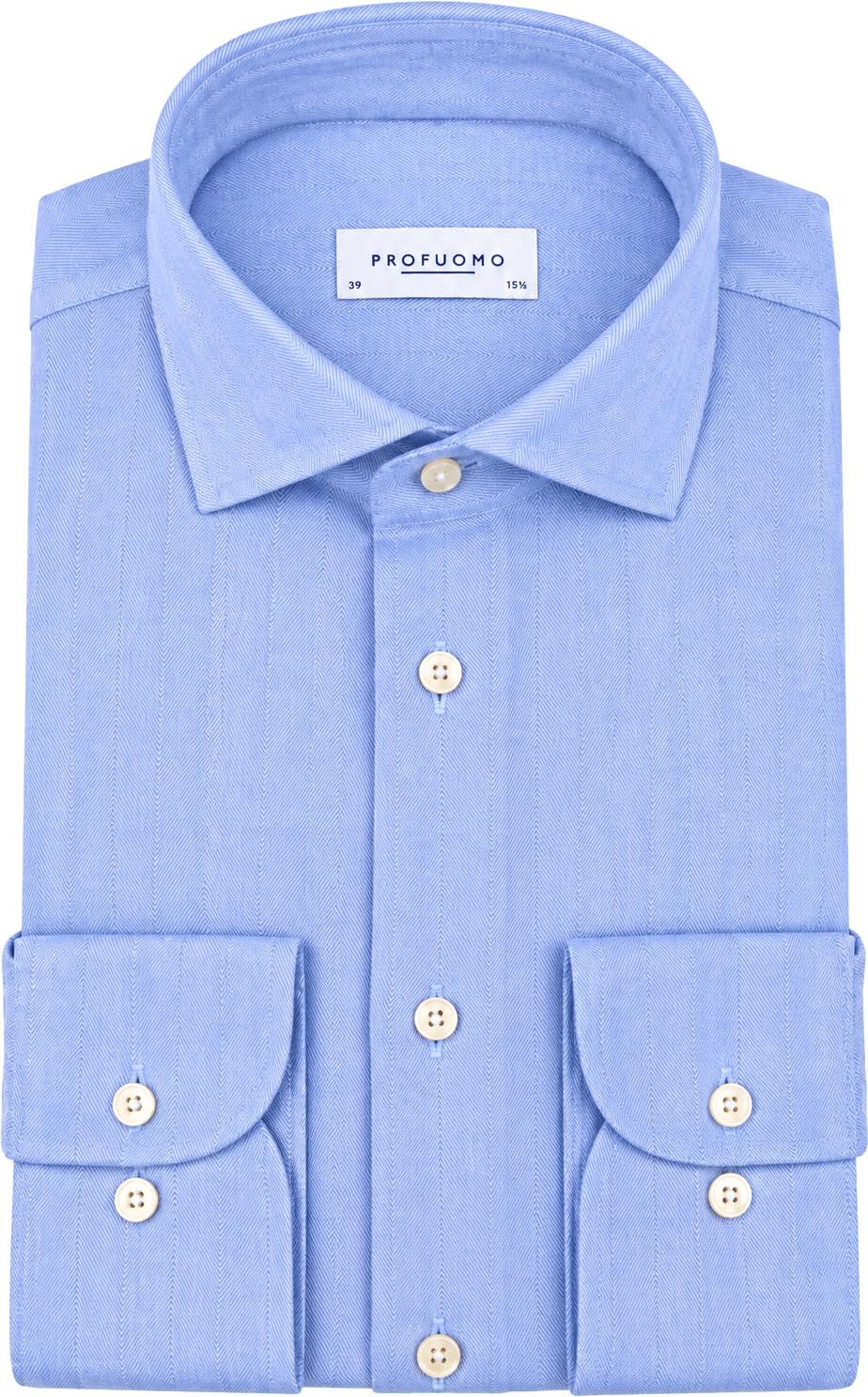 Køb Profuomo Skjorte Brushed Herringbone Lyseblå PPXH30016D-N | Suitable