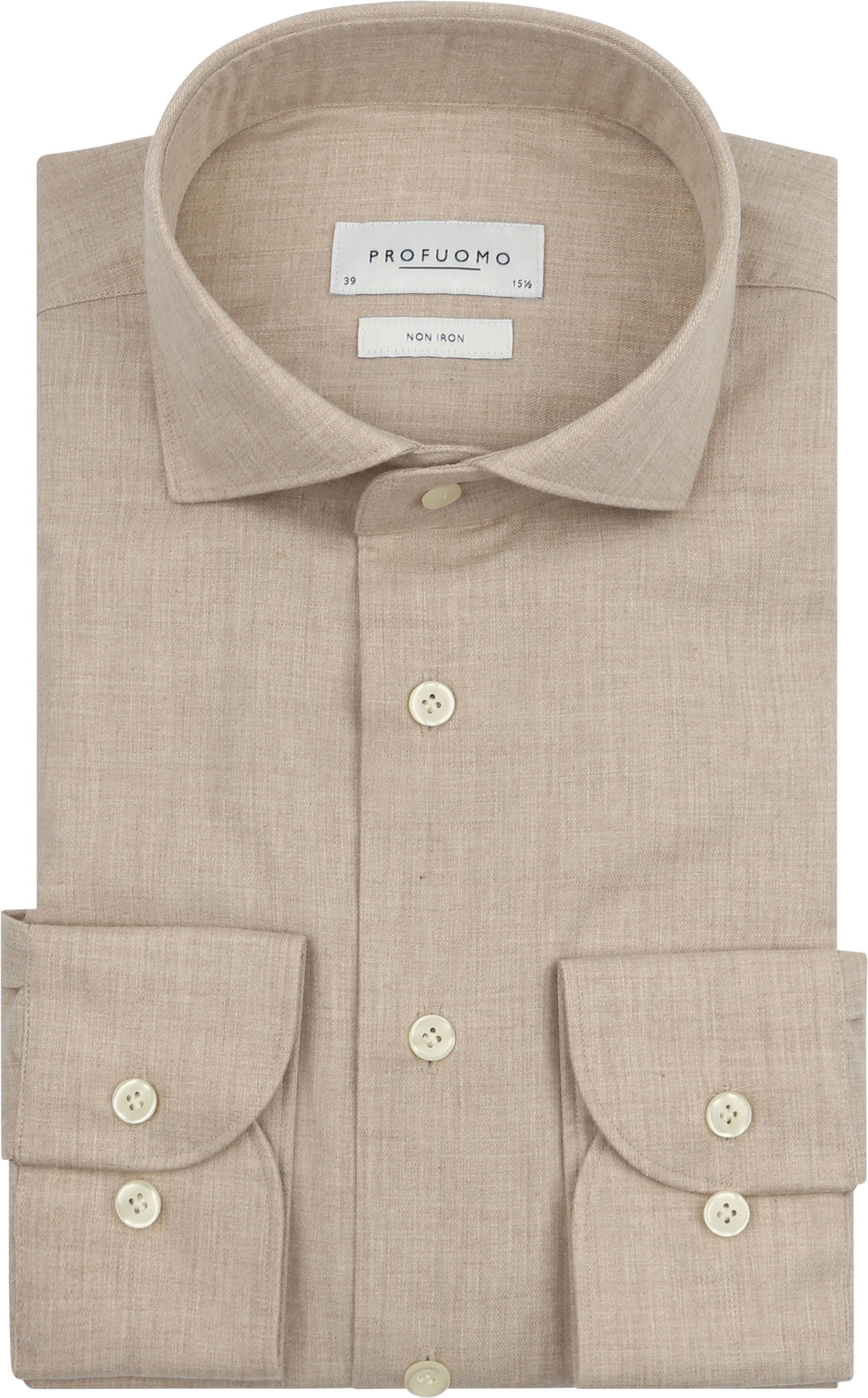 Profuomo Skjorte Peached Twill Flanell Beige PPWH30005D-F