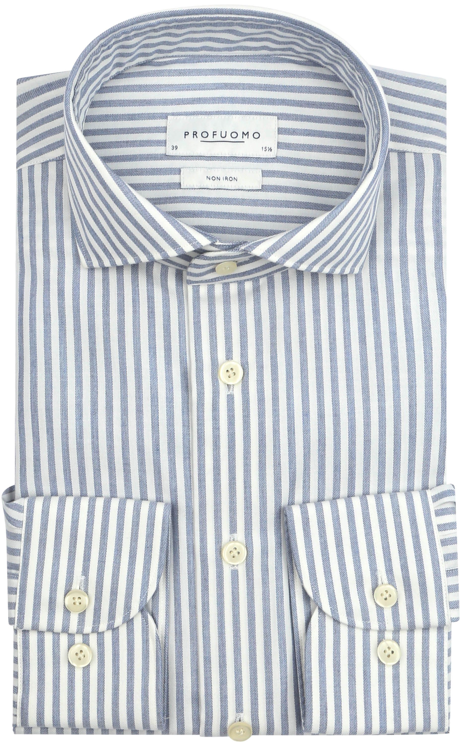 Profuomo Hemd Peached Stripes Flanel Blauw PPWH30007A-M kopen | Suitable