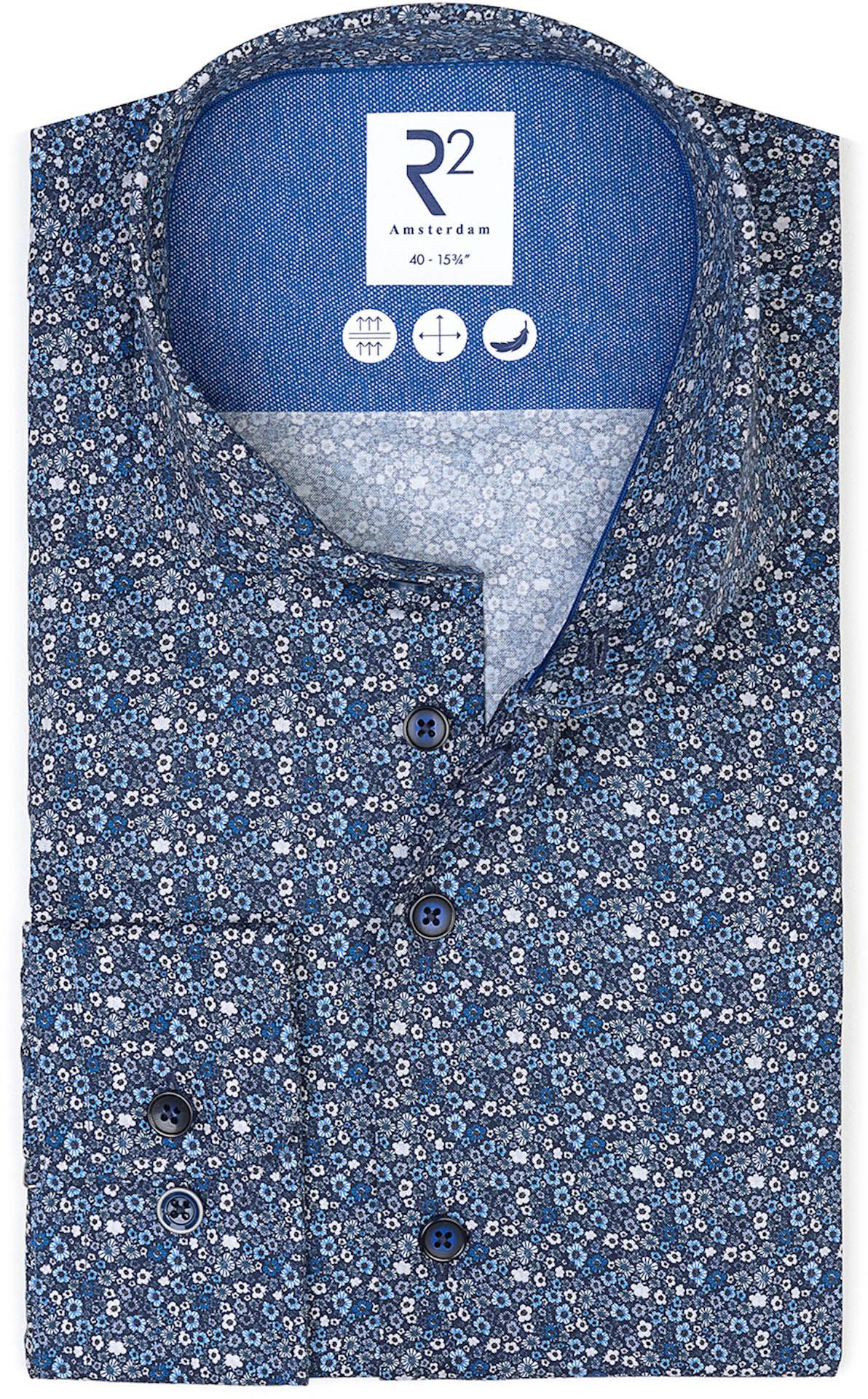 R2 Hemd Bloemen Blauw 126.WSP.064-014 kopen | Suitable