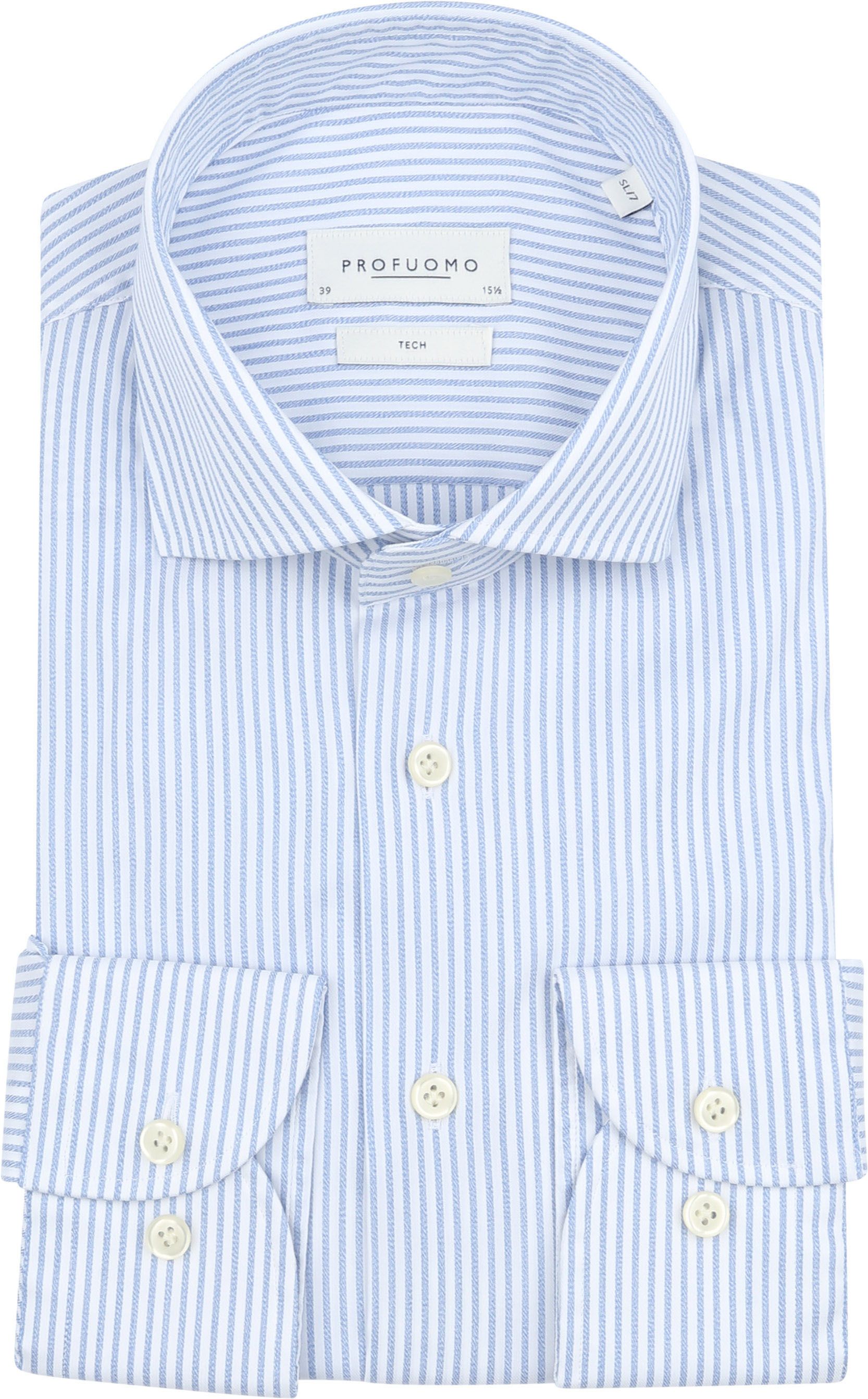 Profuomo Skjorta Extra Långa ärmar Travel Randig Ljusblå PPWH10059A-M