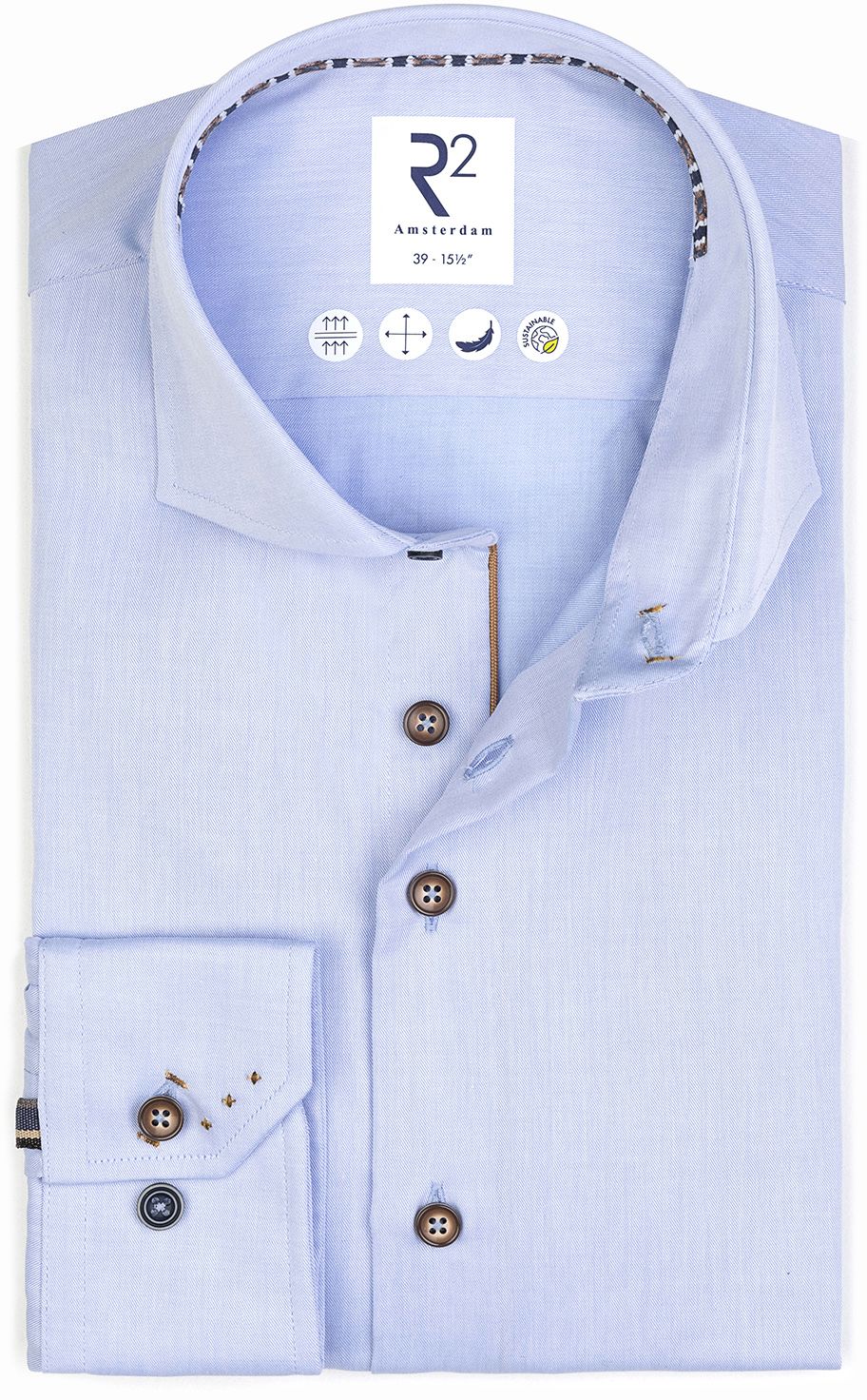 R2 Shirt Fine Twill Light Blue 130.WSP.045-018 order online | Suitable