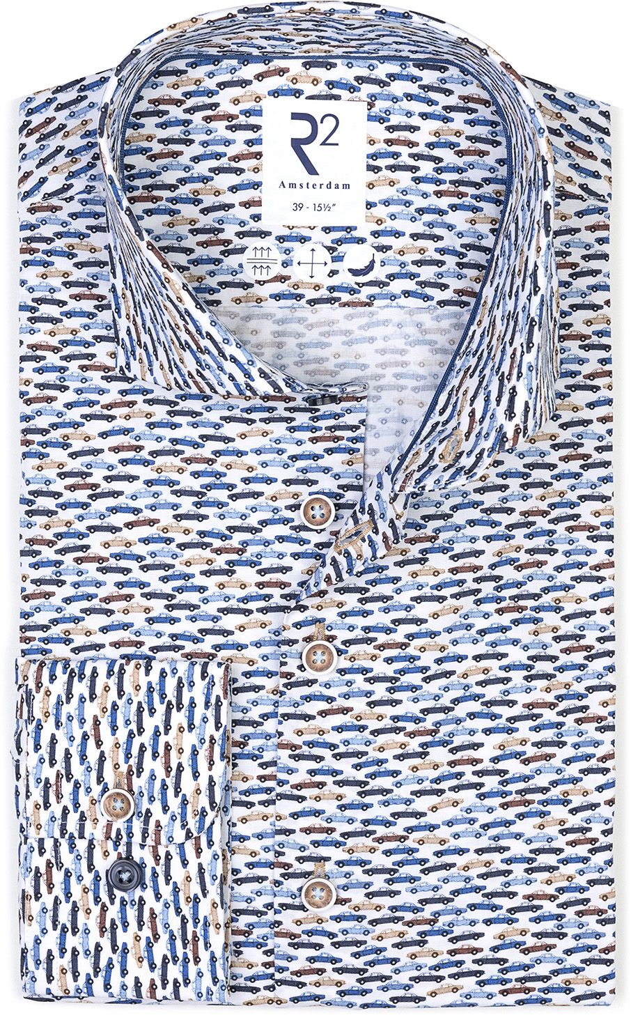 R2 Overhemd Print Auto Blauw 128.WSP.069-014 kopen | Suitable