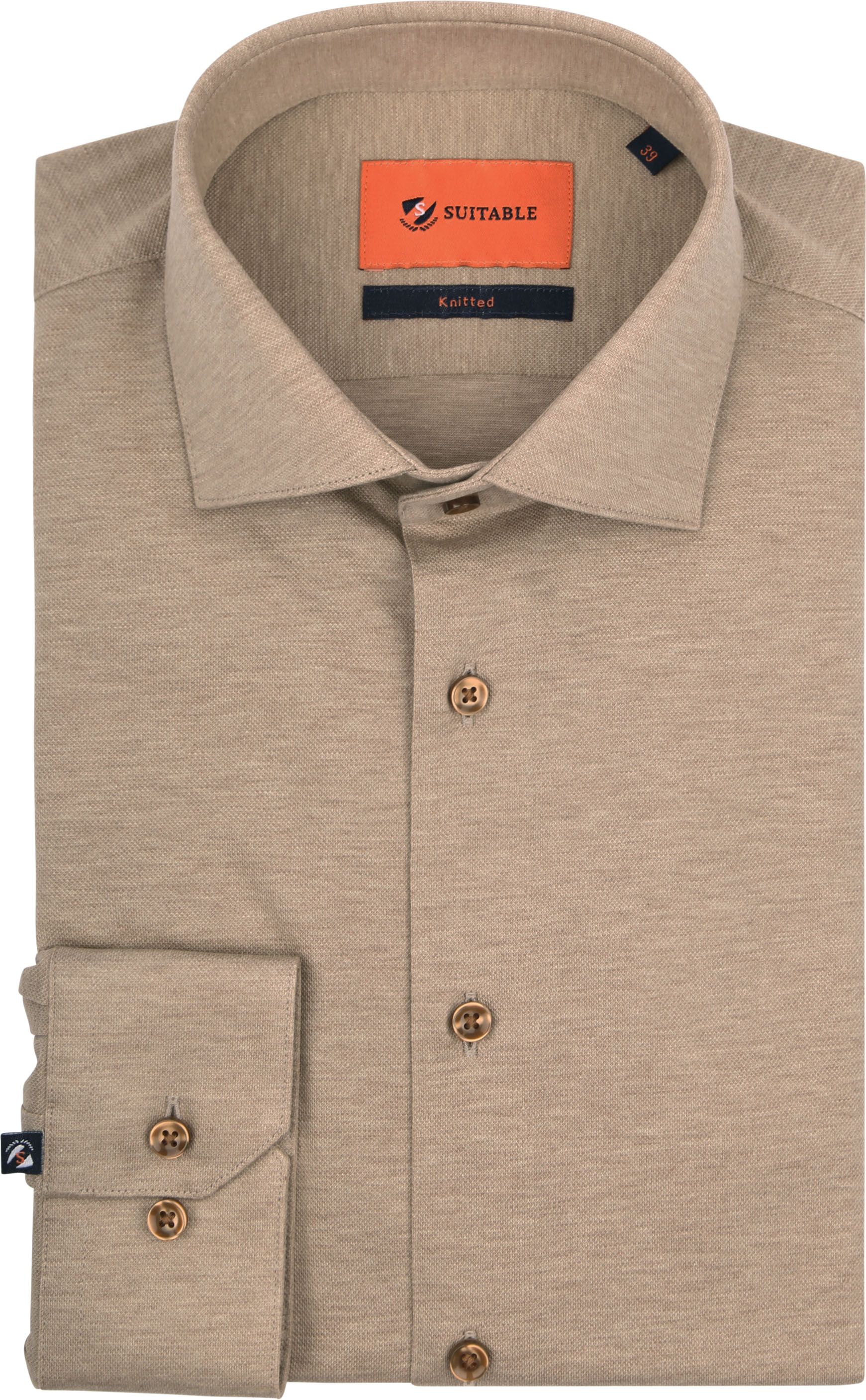 Suitable Camicia Beige KN11-04 Piq Sand 