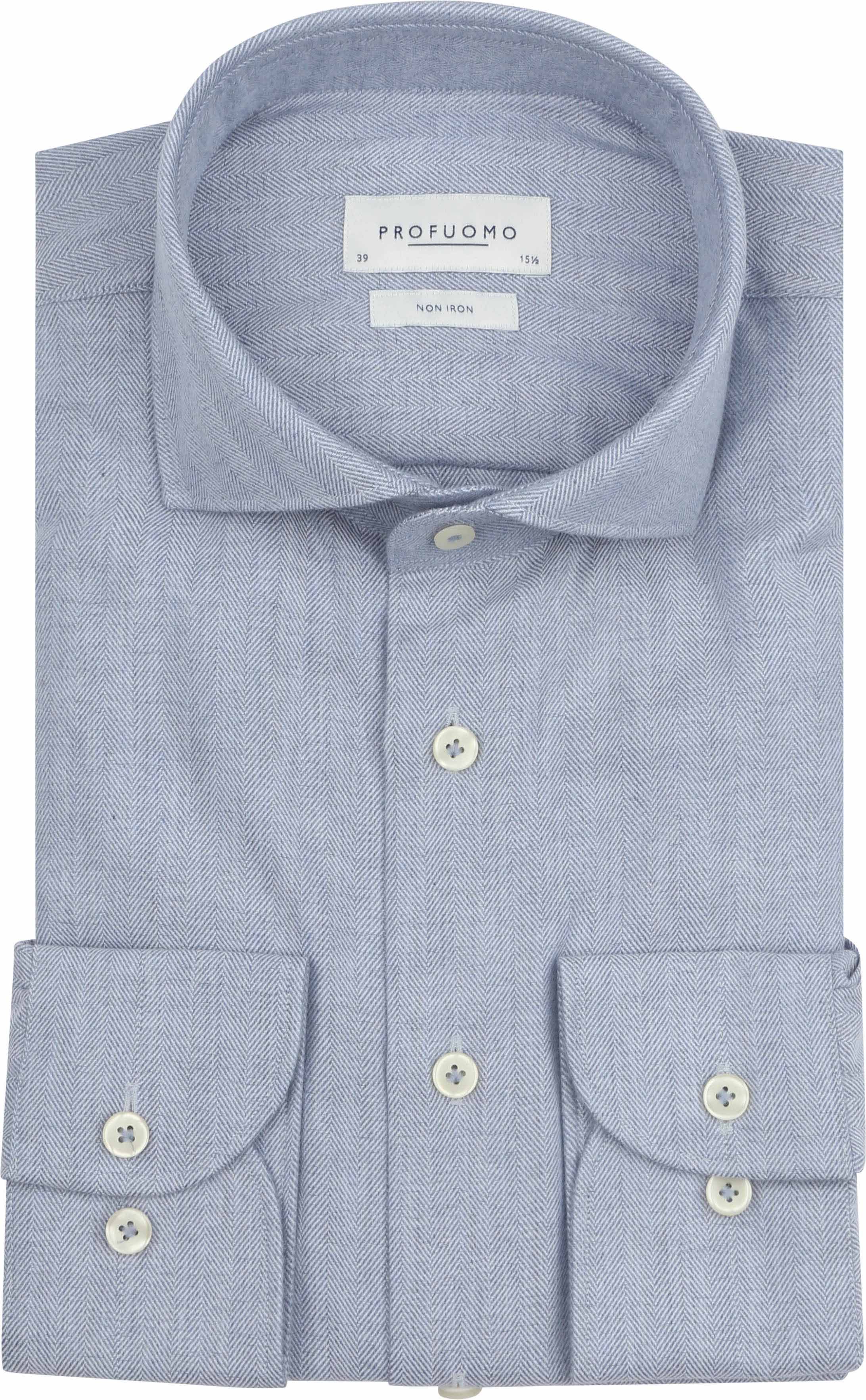Profuomo Shirt Peached Herringbone Flanel Blue order online | PPWH30006A-M | Suitable Liechtenstein