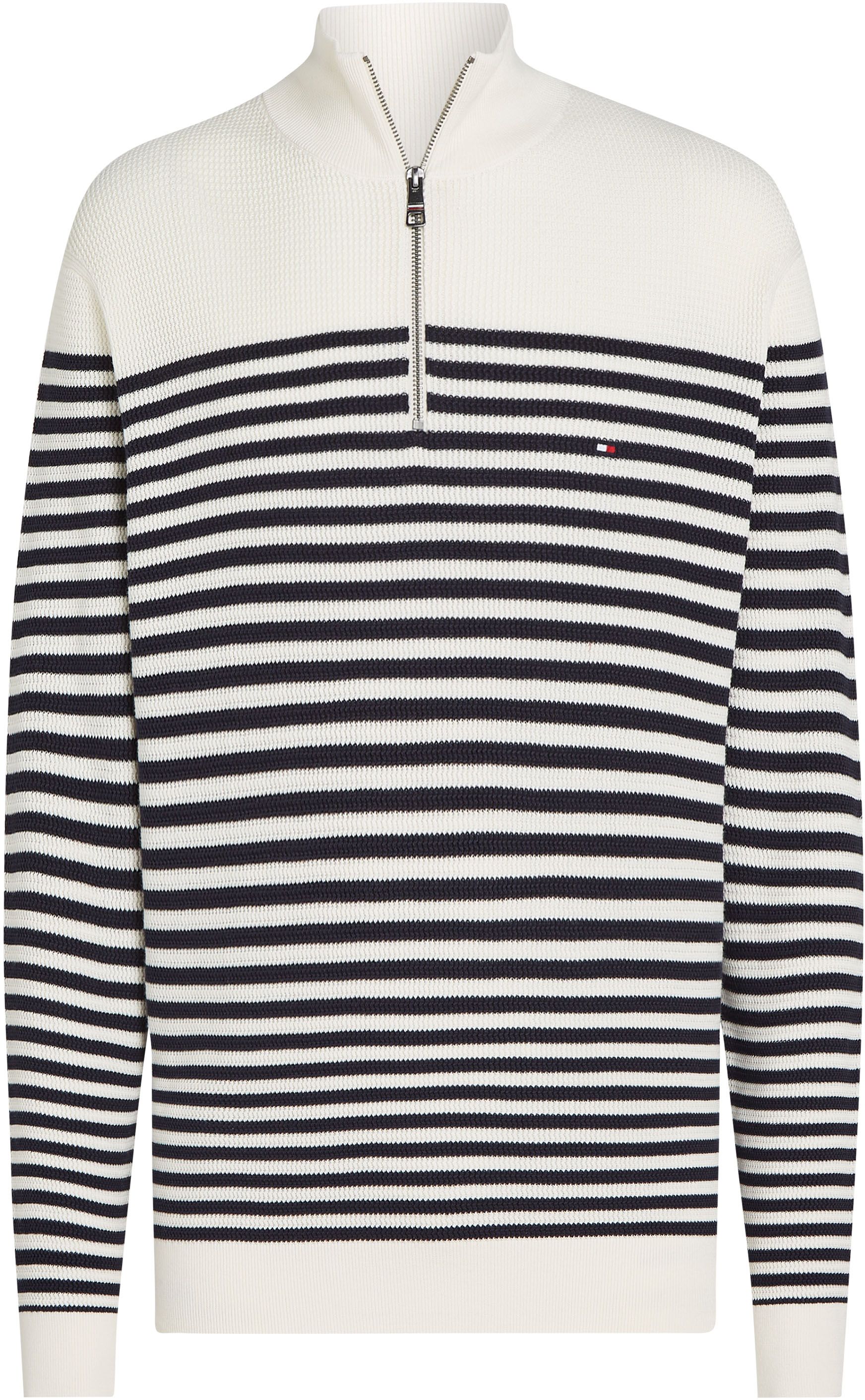 Tommy Hilfiger Racking Half-Zip Structure Streep White Navy MW0MW38601-0FA