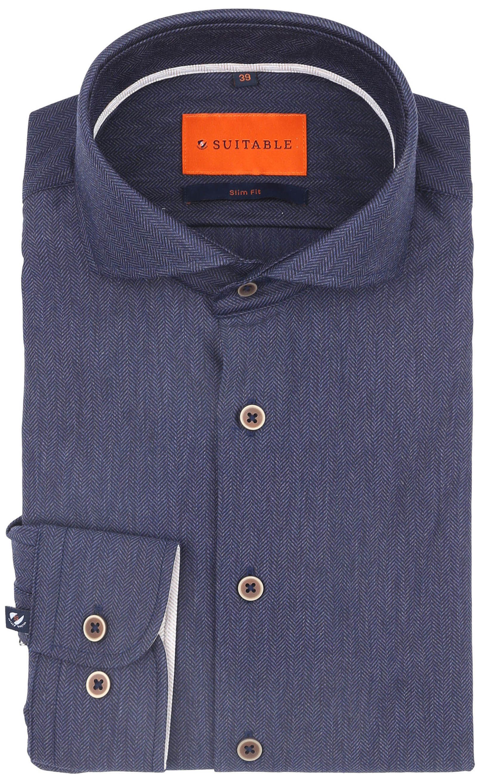 Suitable Herringbone Overhemd Navy 284-3 kopen | Suitable