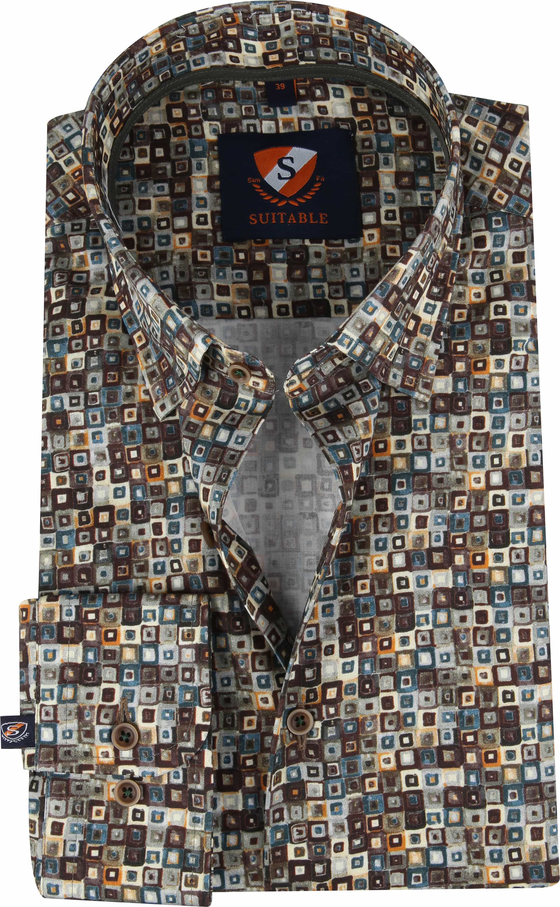Suitable Camicia Multicolore 211-1 Sm Slimfit HBD Green 
