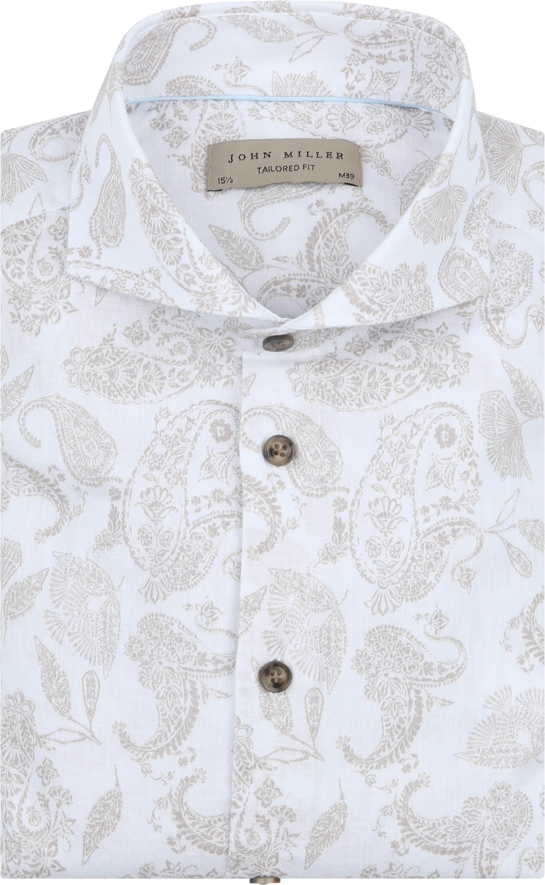 John Miller Skjorte i Lærredsblanding med Paisley Print Beige 5142116-630000