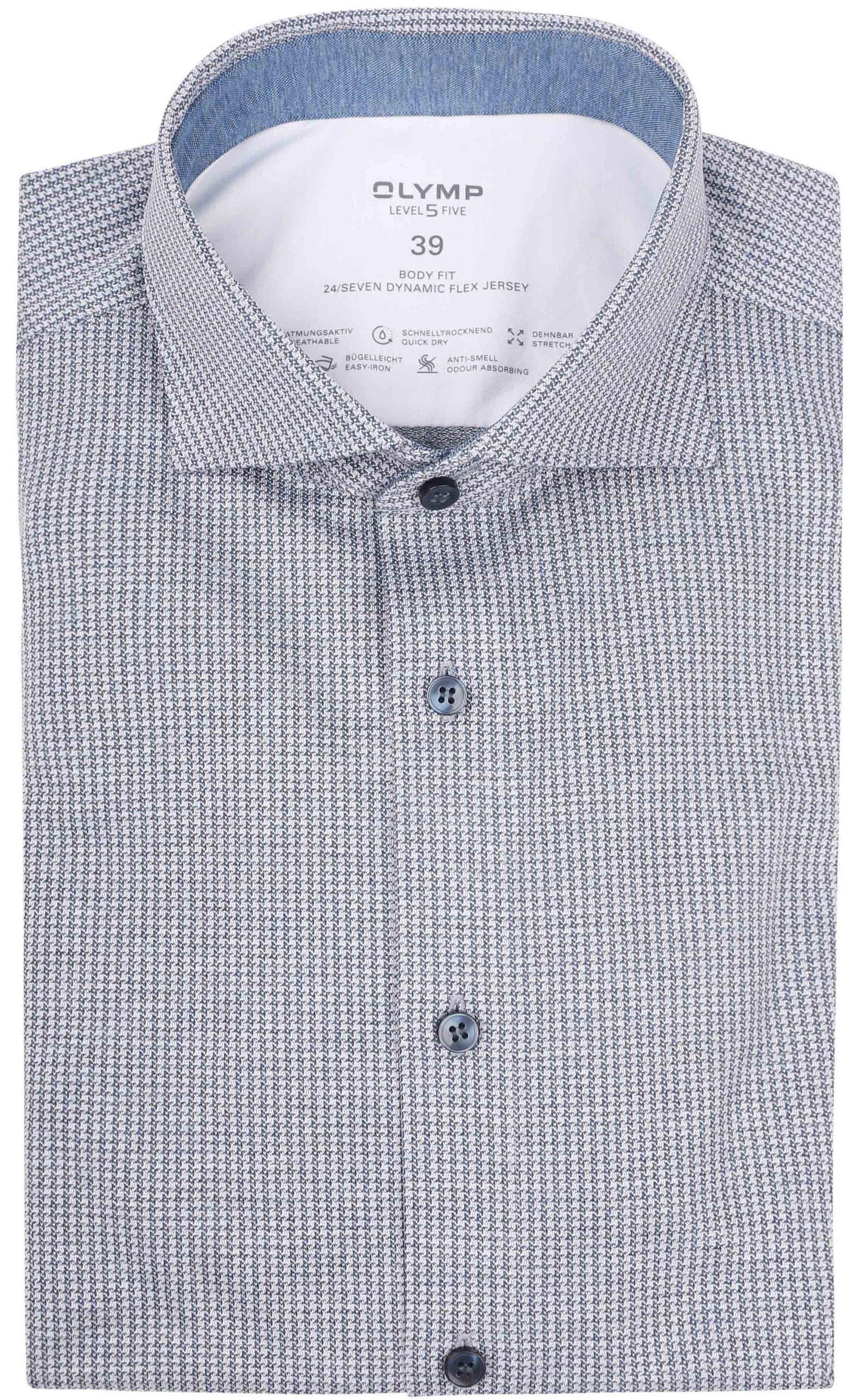 OLYMP Skjorte Level 5 24/Seven Pied de Poule Blå 205444-13