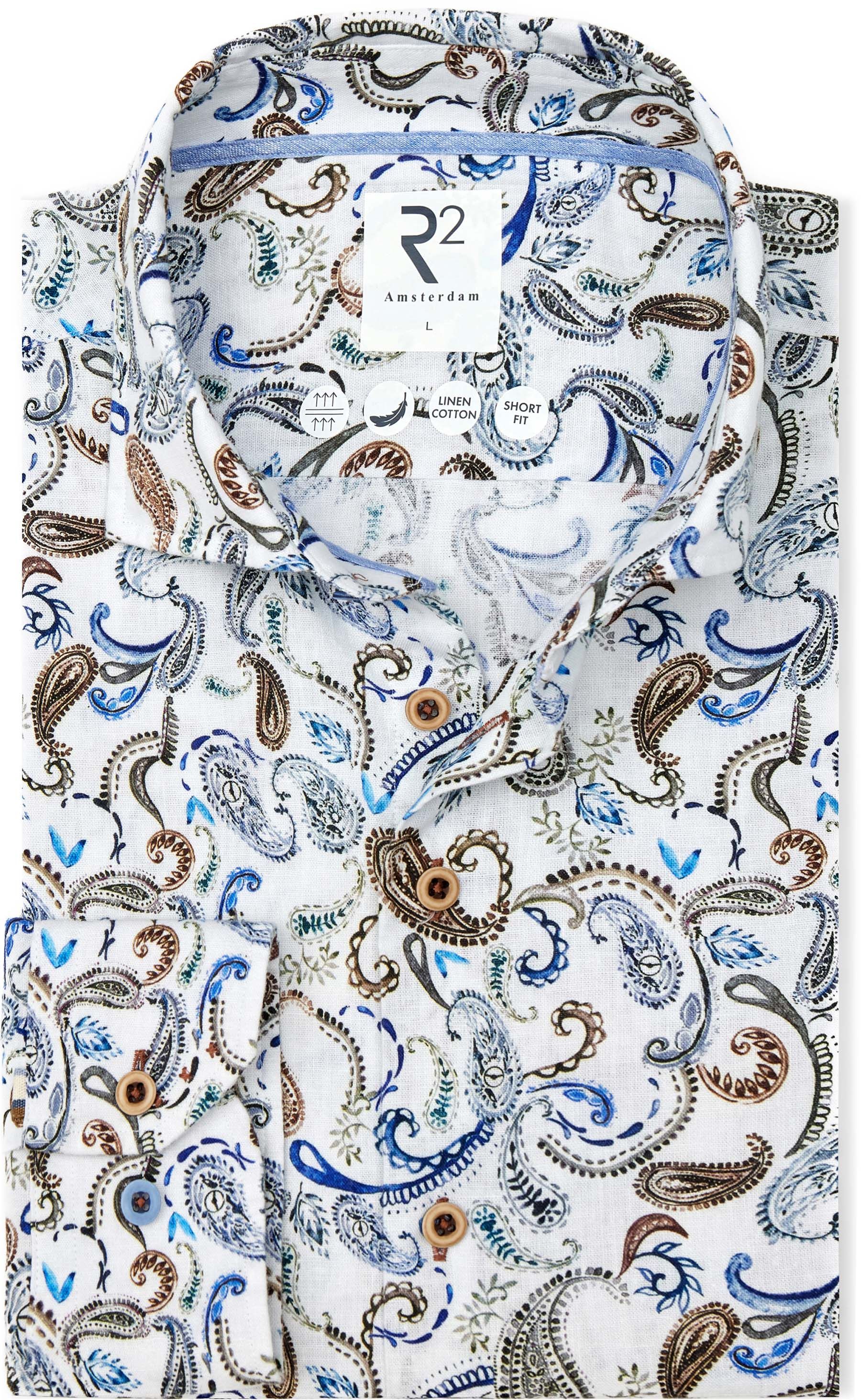 Køb R2 Linnedesign Skjorte med Paisley Mønster Hvid 128.WSP.023-073 | Suitable