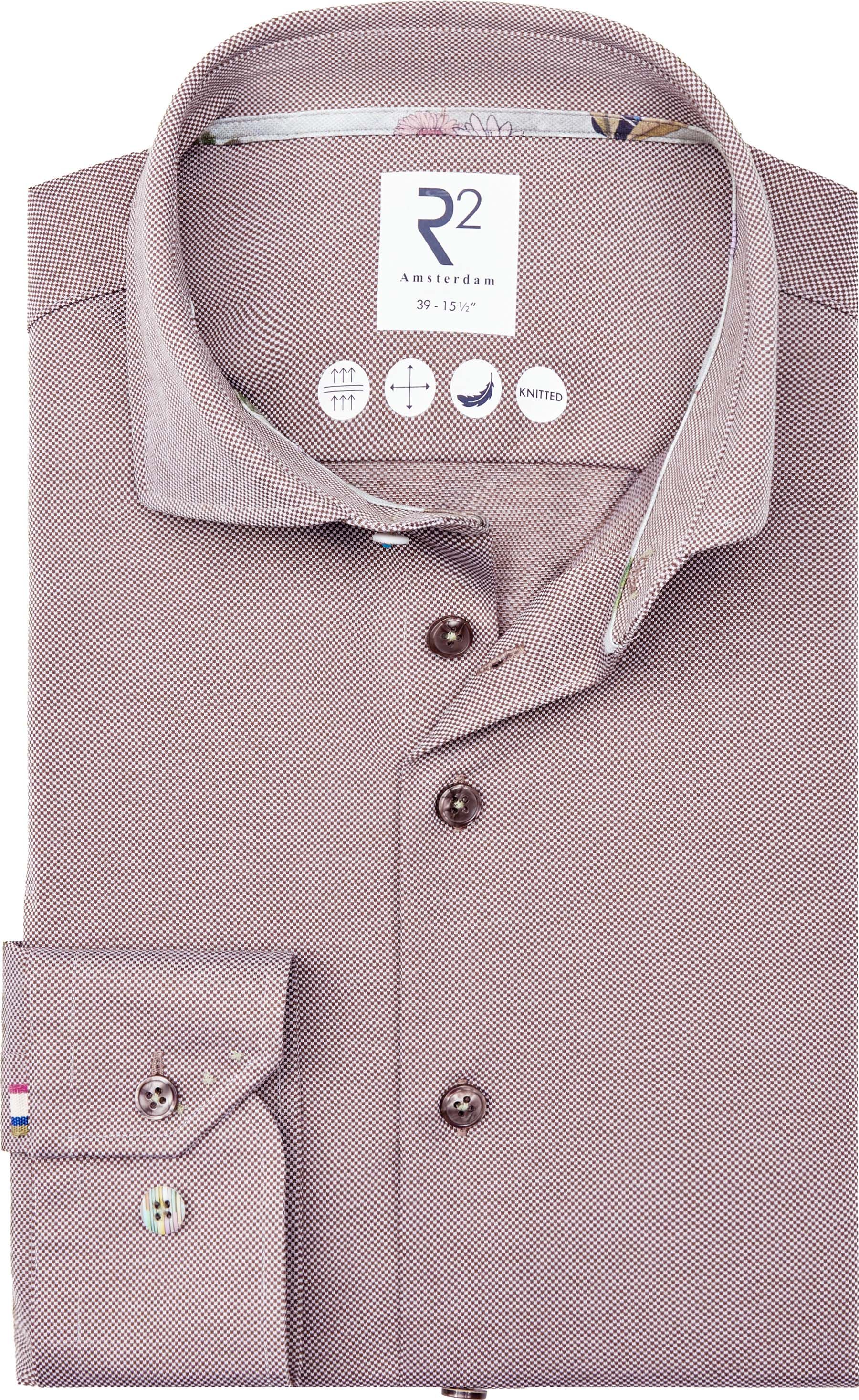 R2 Japanese Knitted Overhemd Contrast Bruin 128.WSP.001-041 kopen | Suitable