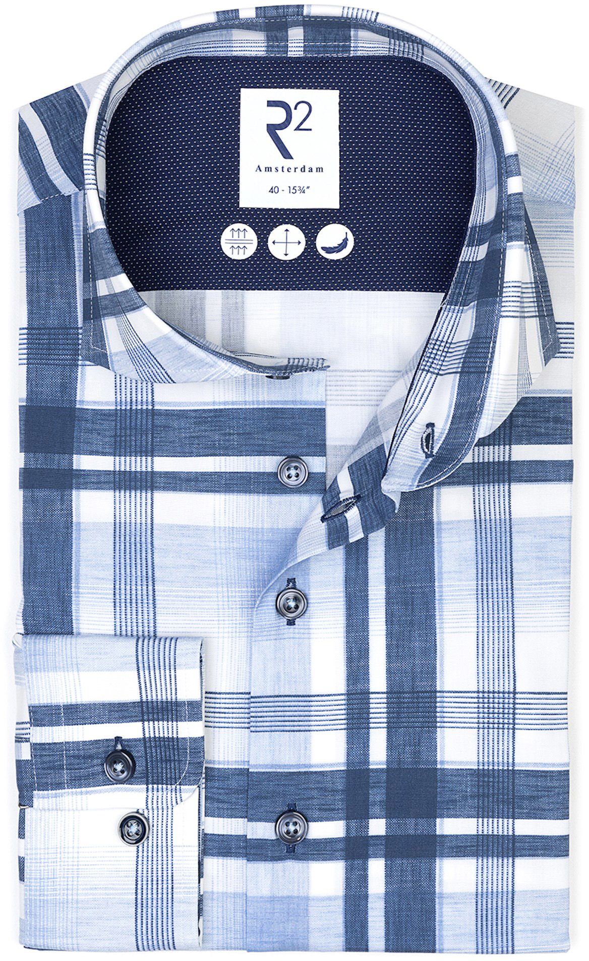 R2 Overhemd Ruit Blauw 126.WSP.067-014 kopen | Suitable