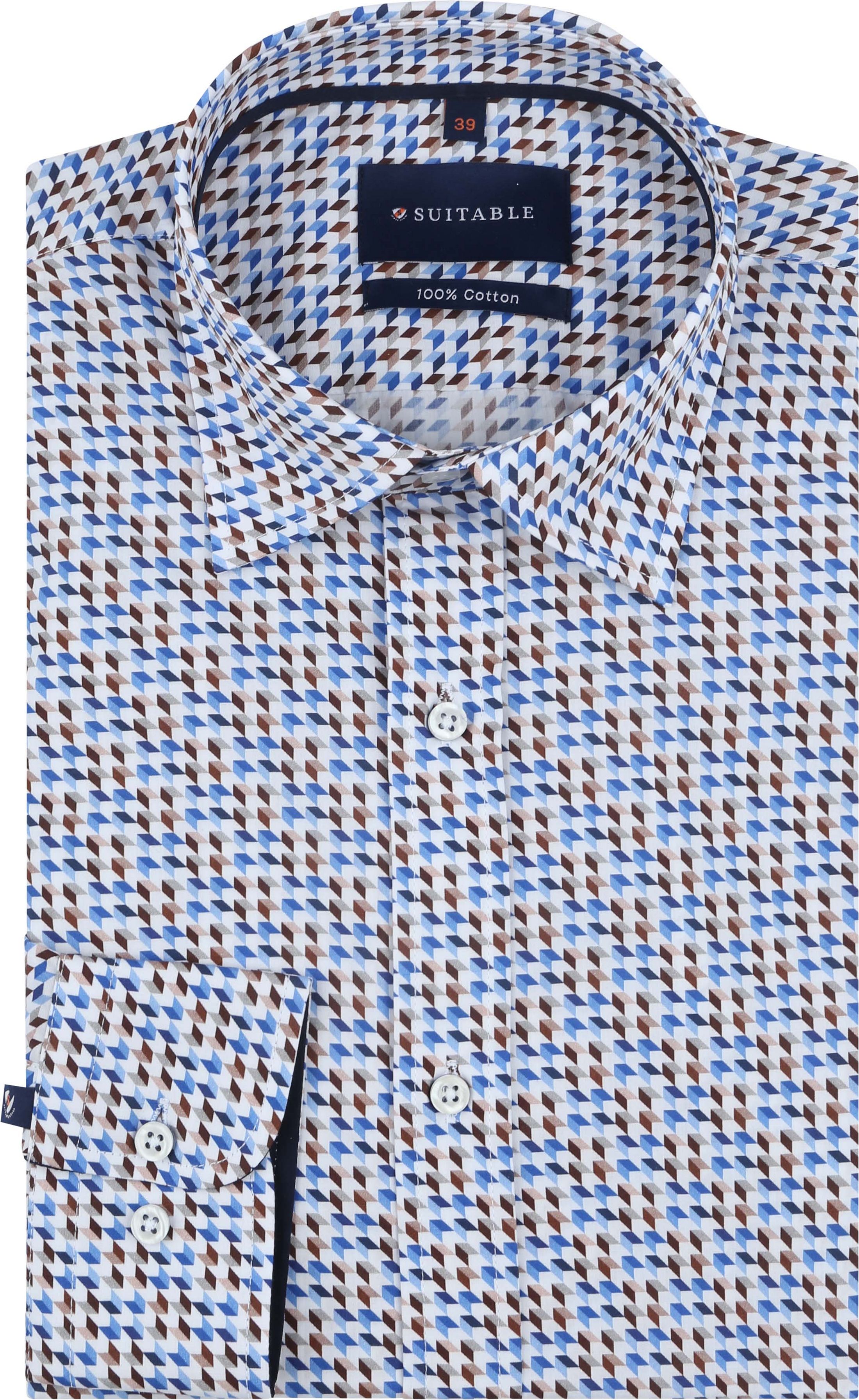 Suitable Hemd Construct Print Blauw SH-HBD-24-02 kopen | Suitable